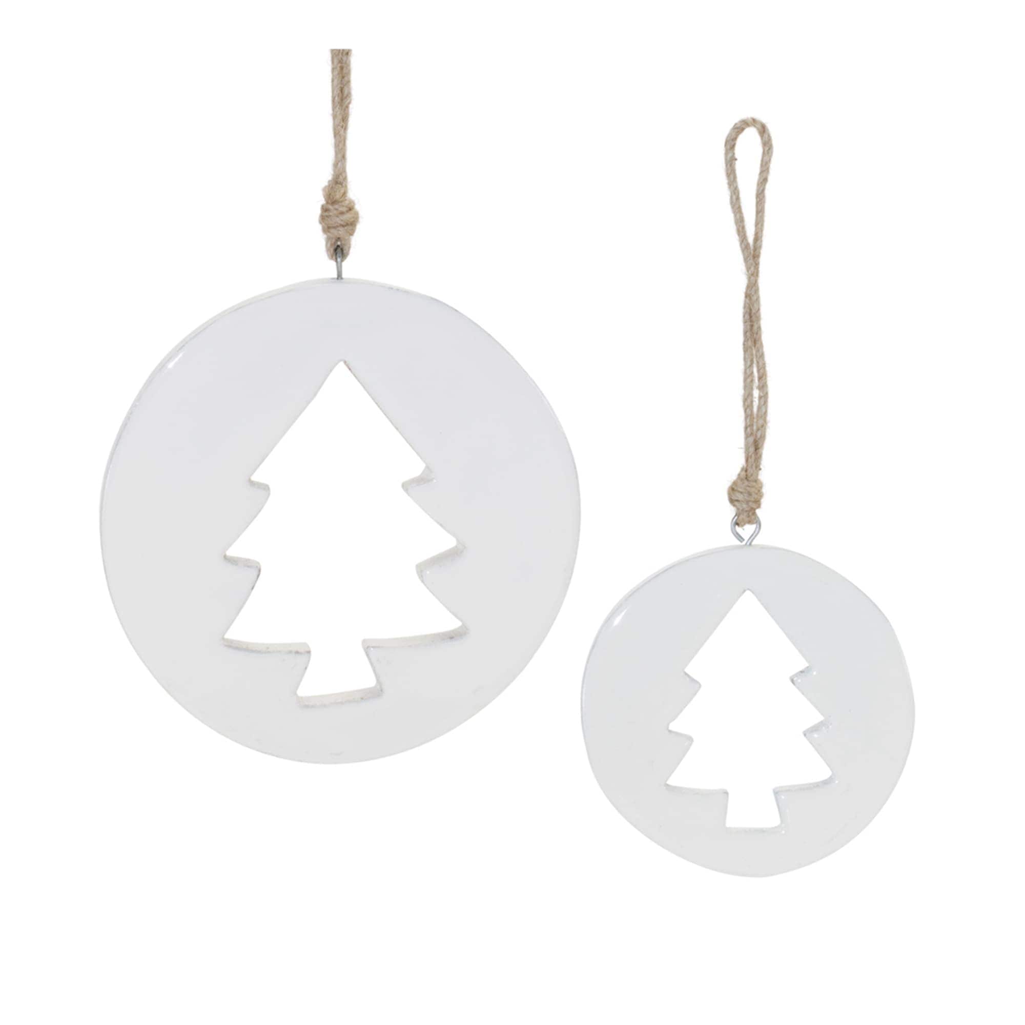 Melrose International 90216DS Tree Cut-Out Ornament (Set of 2) 4.25H 6H Wood