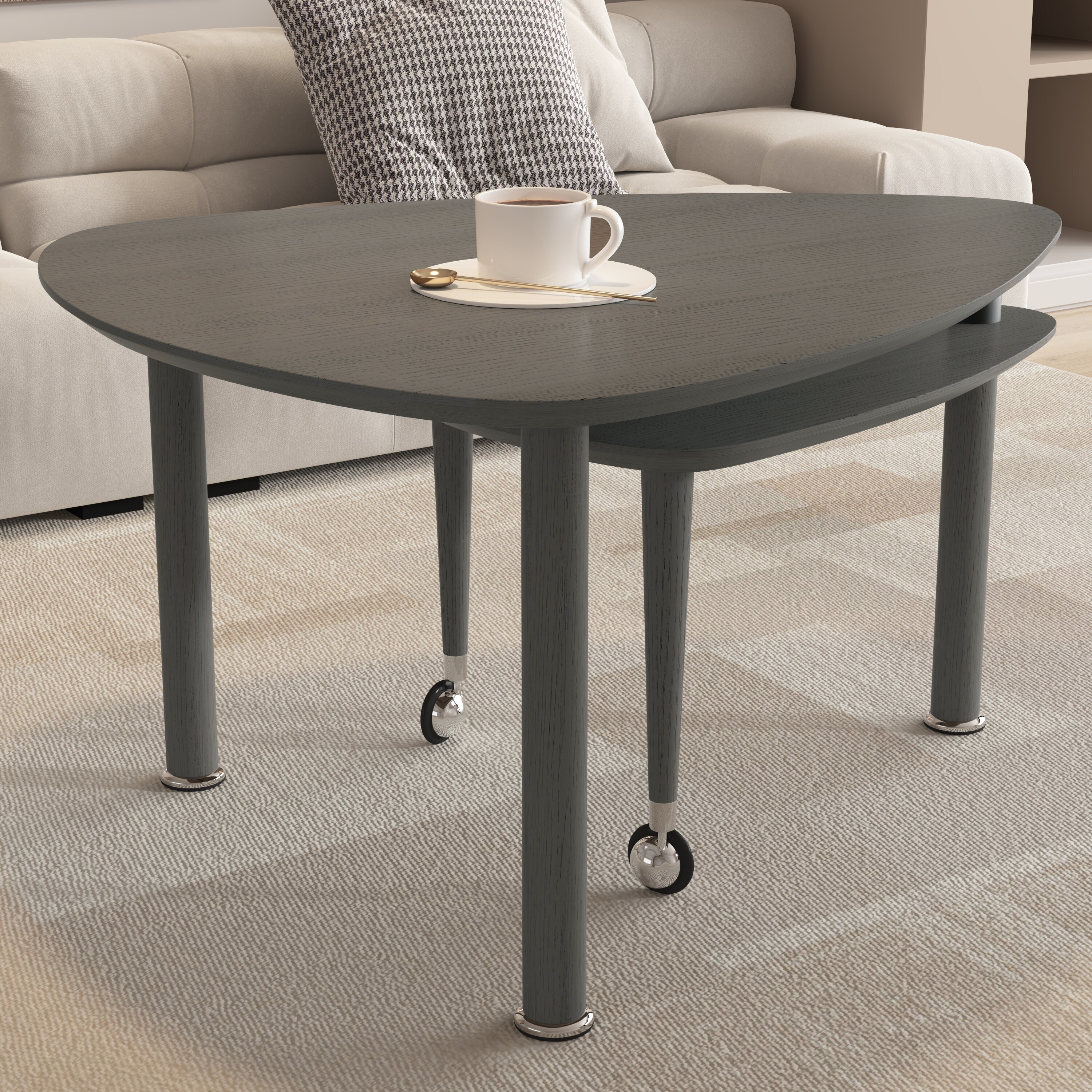 LUXEYARD Rotatable modern Coffee Table for Living Room solid wood legs ...