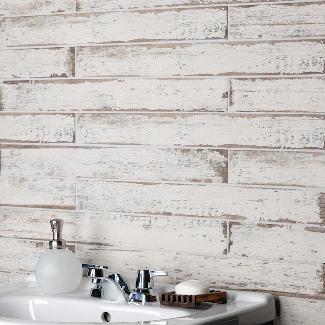 Affinity Tile Retro Blanc 3-in x 24-in Matte Porcelain Wood Look Floor ...