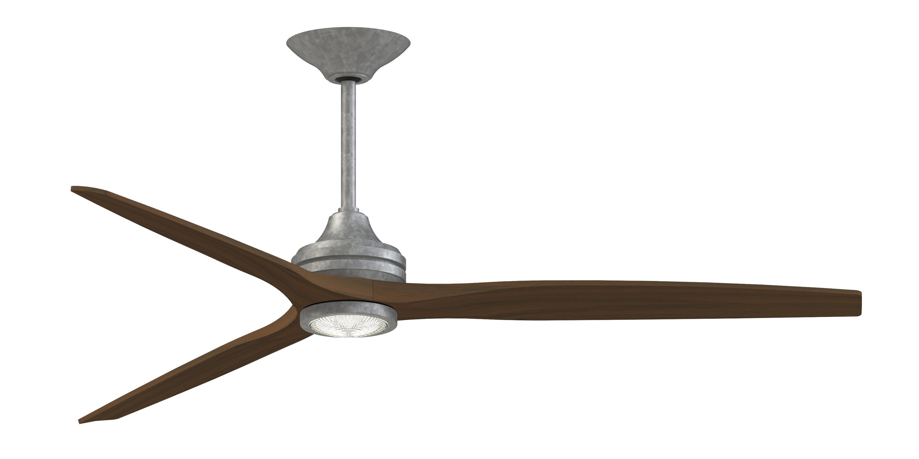 Fanimation Spitfire 72-in Galvanized with Whiskey Wood Blades Color-changing Integrated LED Indoor/Outdoor Smart Propeller Ceiling Fan with Light and -  FPD6721BGZ-72WK-LK