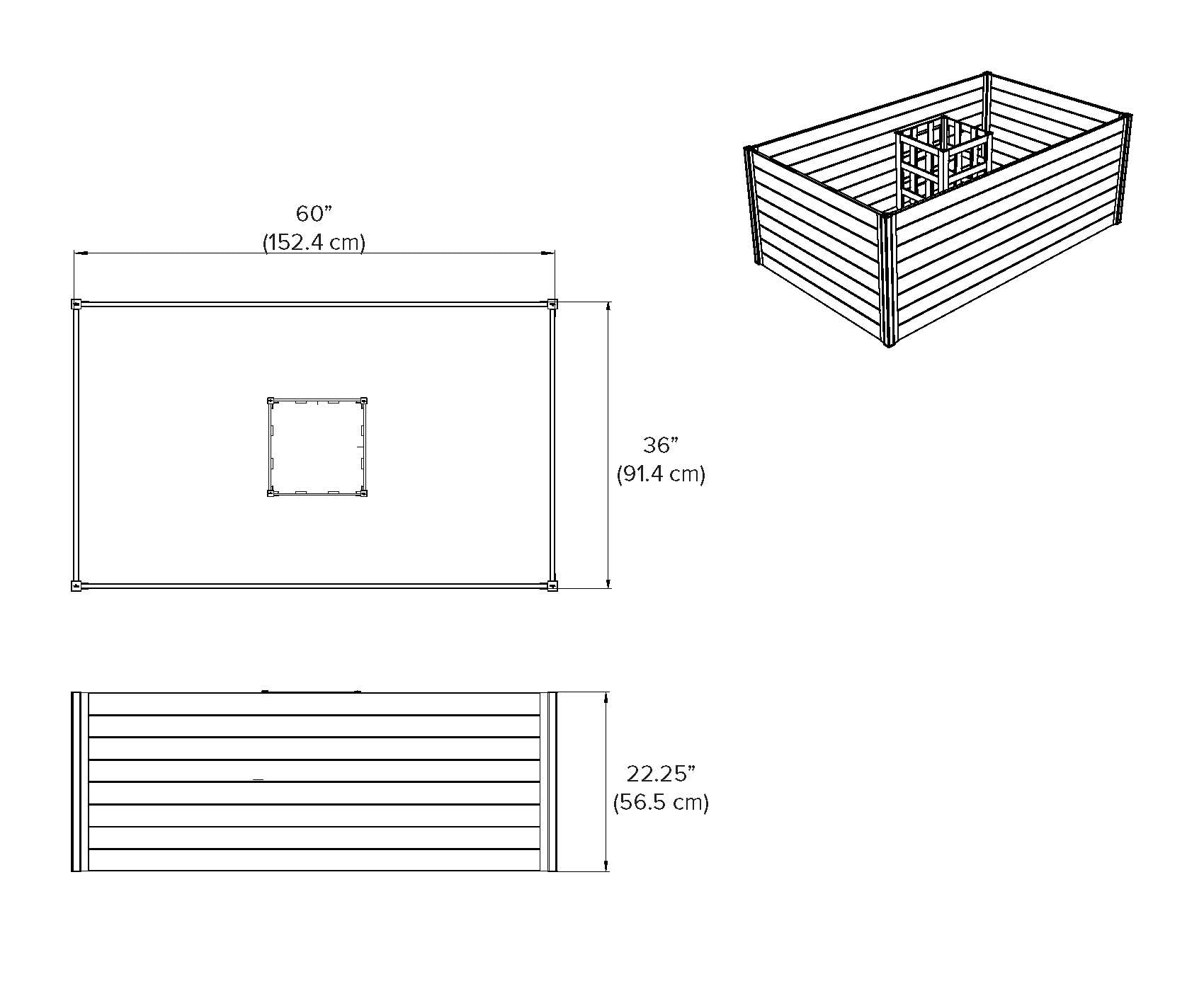 Vita 36-in W x 60-in L x 22-in H Golden Brown Cedar Raised Garden Bed ...