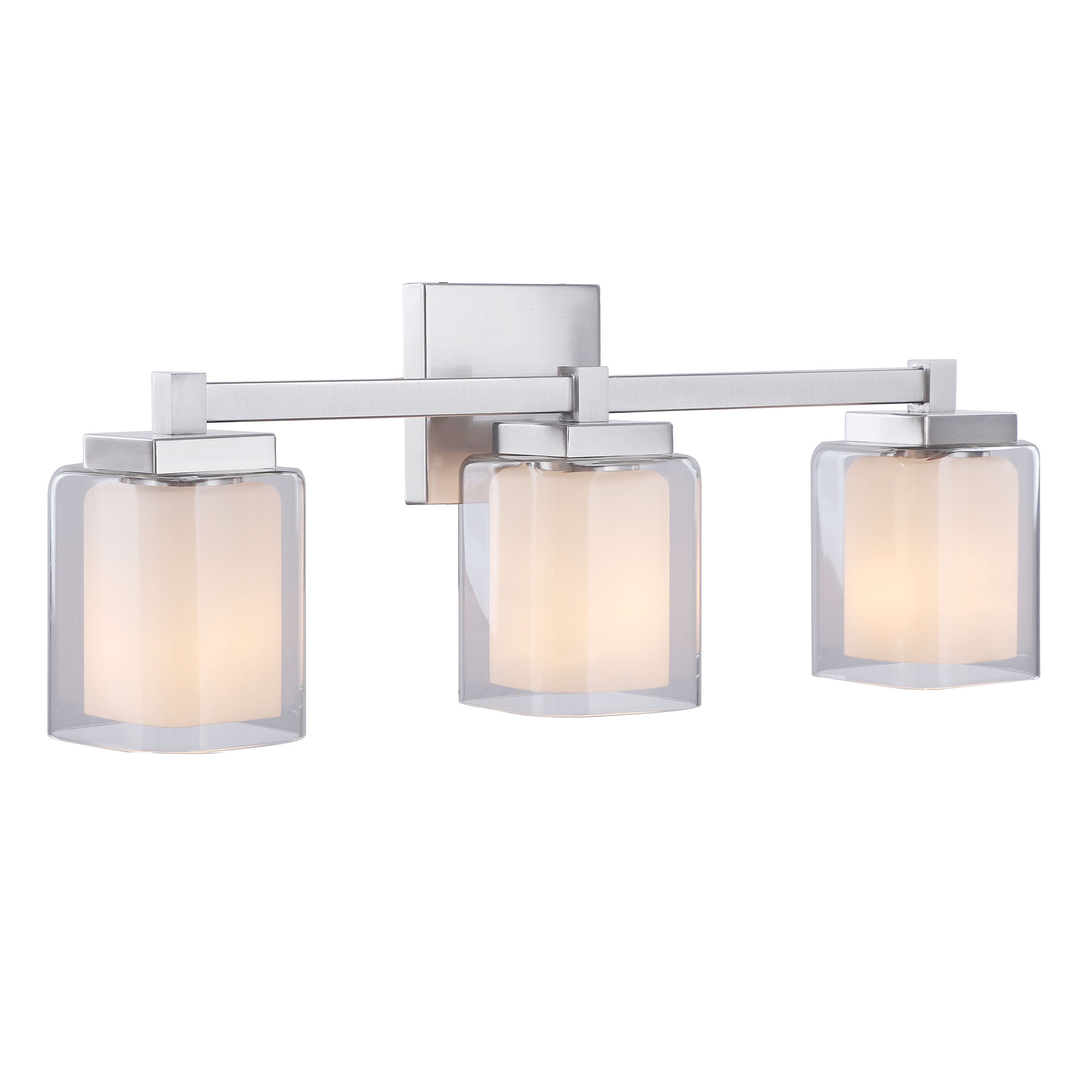 Satin Nickel 24" Vanity Light with Clear Glass Shades