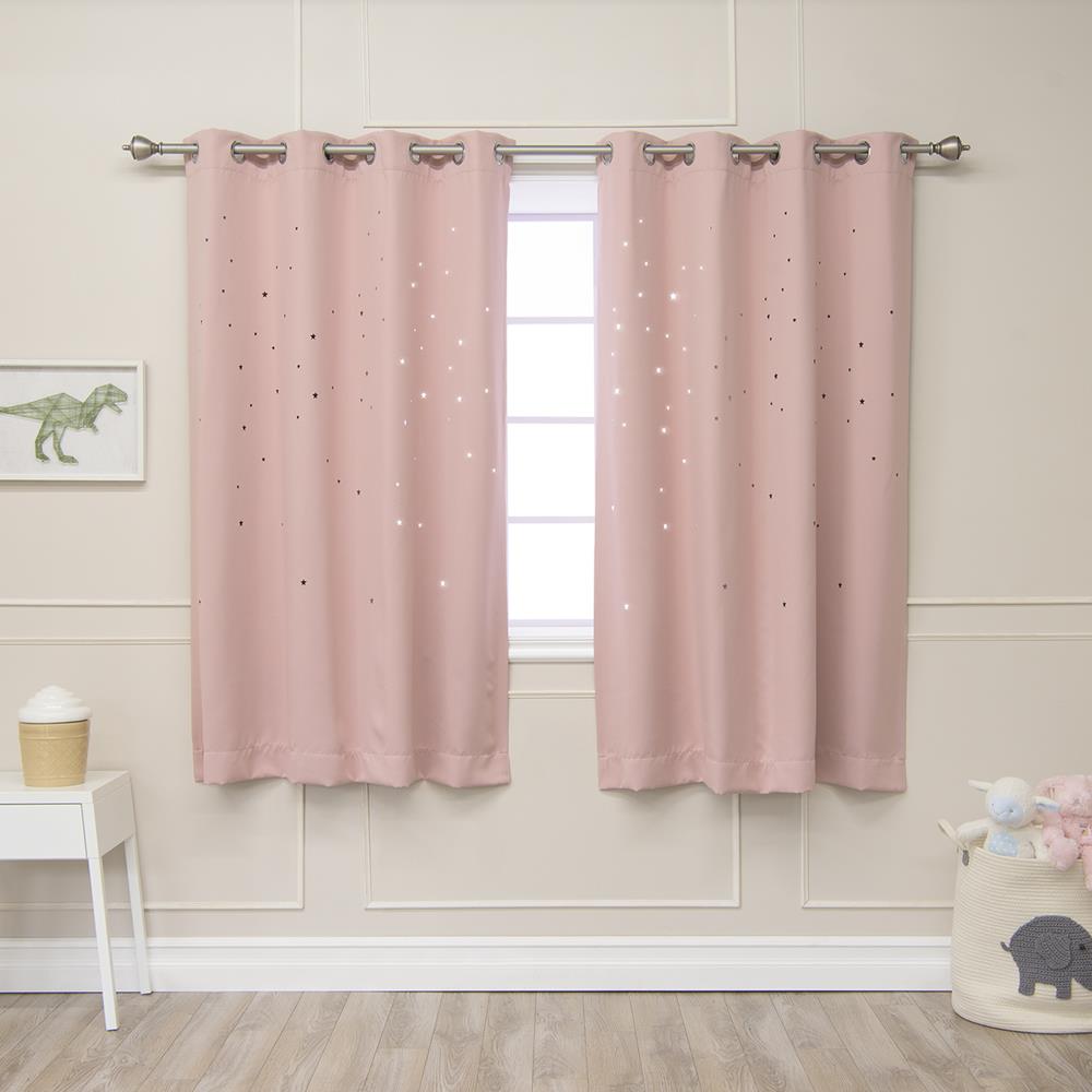 Best Home Fashion 63-in Dusty Pink Blackout Grommet Curtain Panel Pair ...