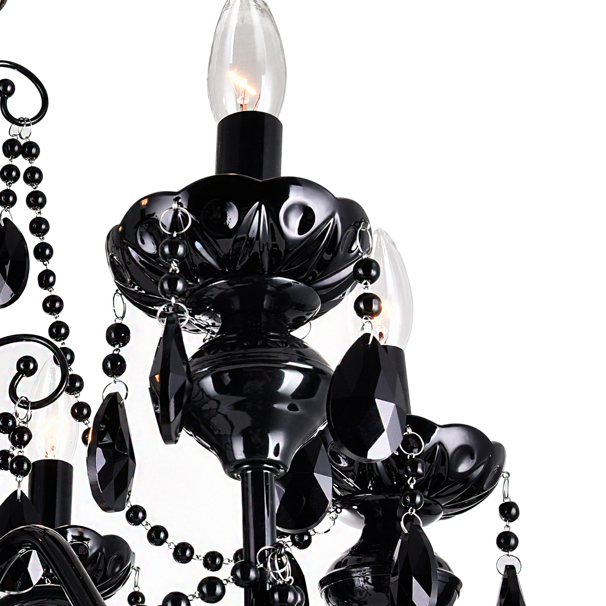Keen 9-Light Black Crystal Candelabra Chandelier