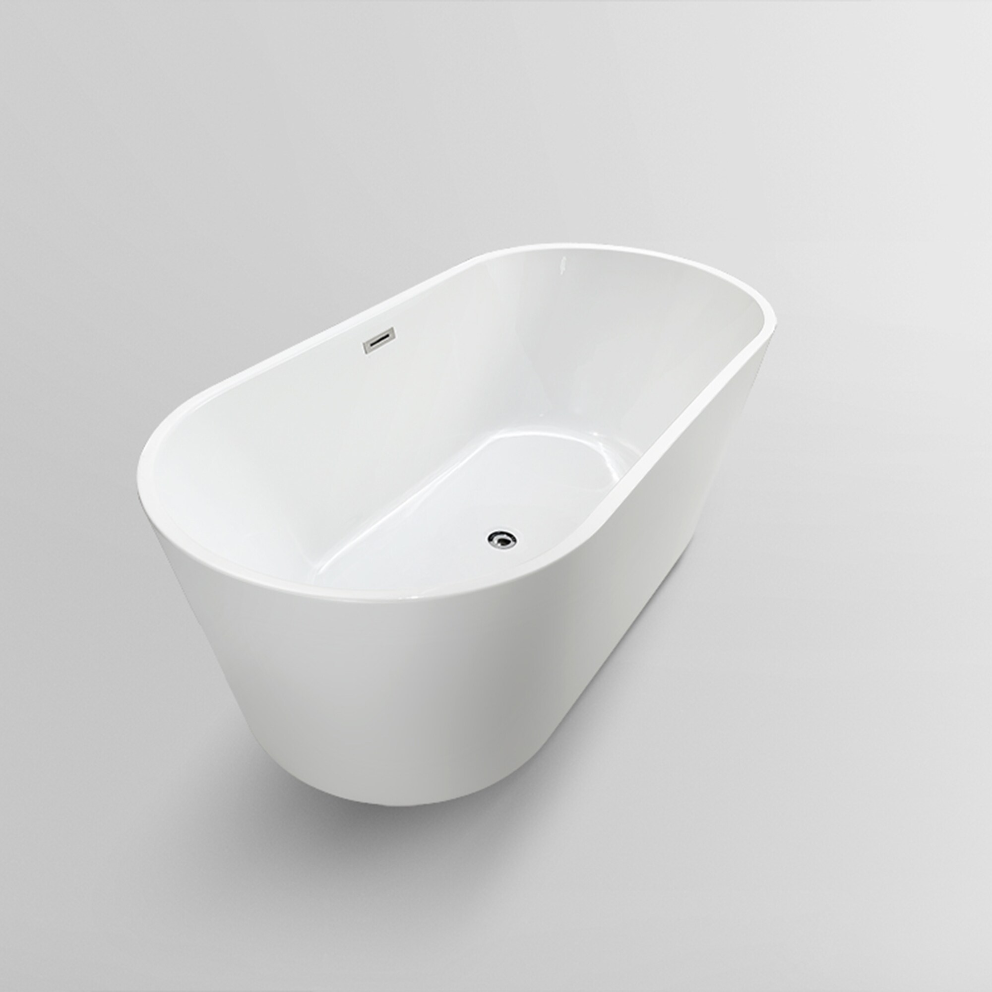 68-Inch White Acrylic Freestanding Soaking Bathtub with Chrome Finish