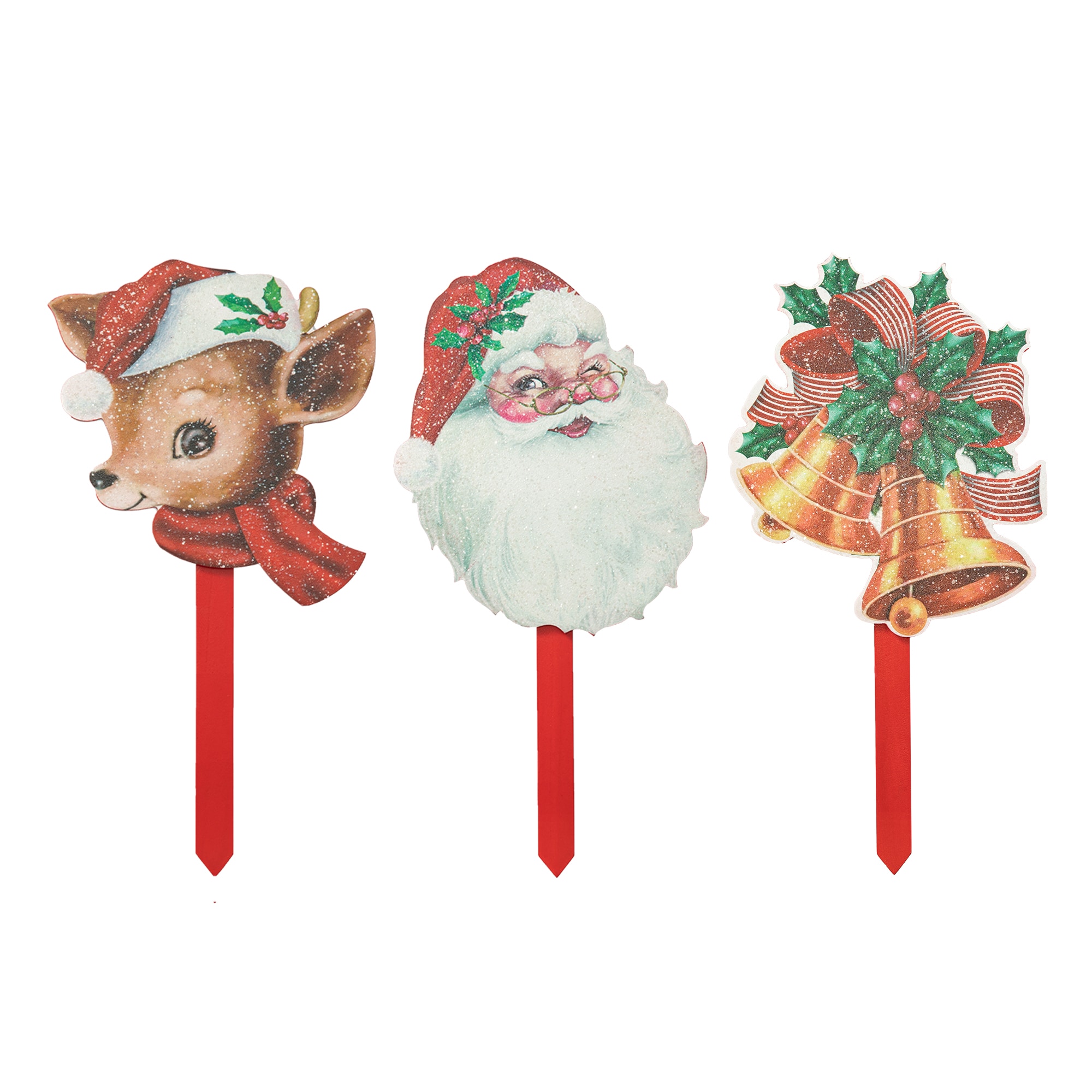 Glitzhome 2010200063 15-Inches Freestanding Santa Yard decoration with
