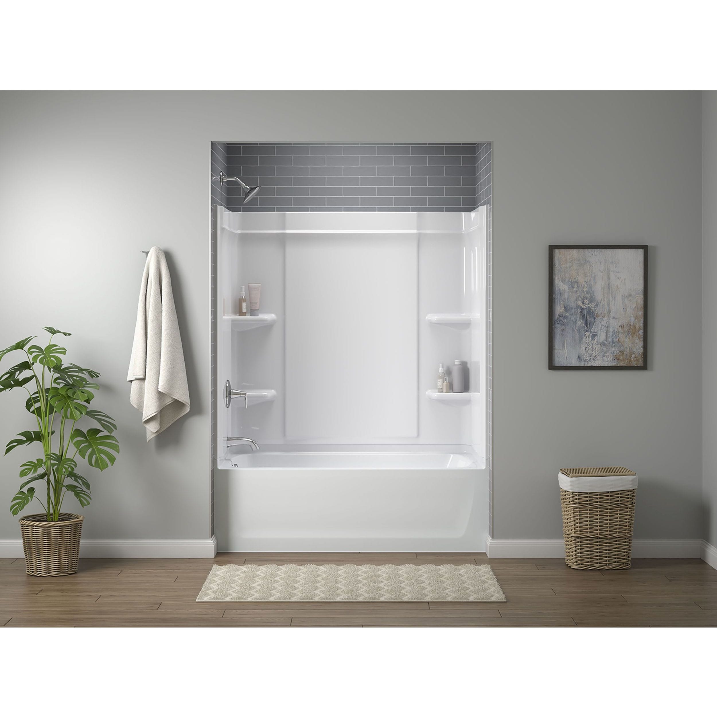 Sterling 71320110-0 Ensemble 32-in W x 60-in L x 75-in H White 4 -Piece Bathtub Shower Combination Kit (Left Drain) with Tub and Wall Included