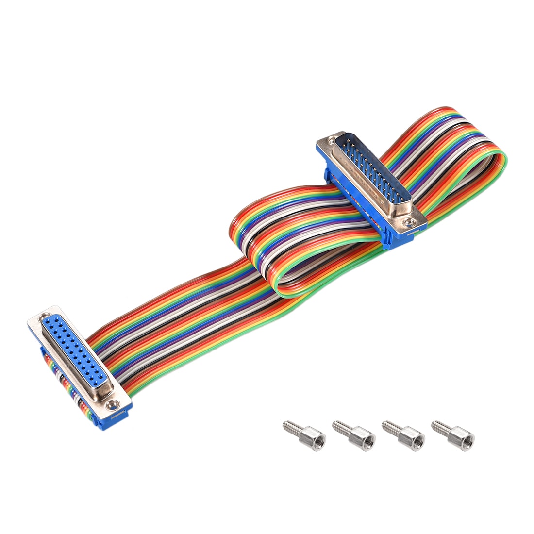 Unique Bargains IDC Rainbow Wire Flat Ribbon Cable DB25 Male to DB25 Female Connector 2.54mm Pitch 11.8inch Length #S26041400UX4060