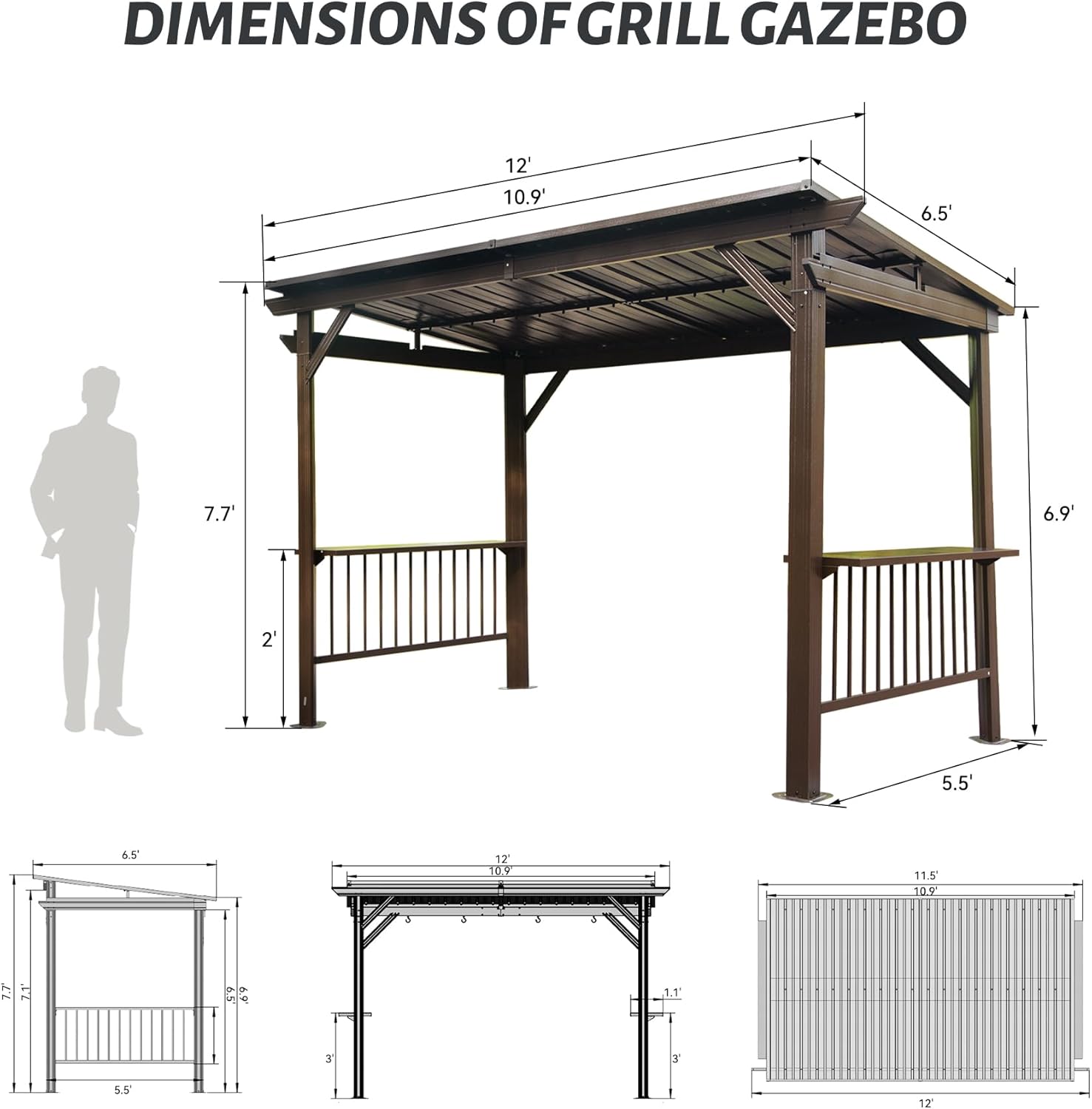 JIMSMAISON BOCPCG46BRO Wood-Resin-Gazebos - View #8
