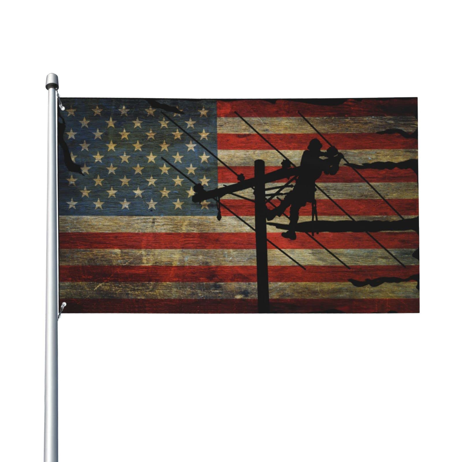 Vrbgify 3x5 ft American USA Flag Lineman Powerline Technician Polyester ...
