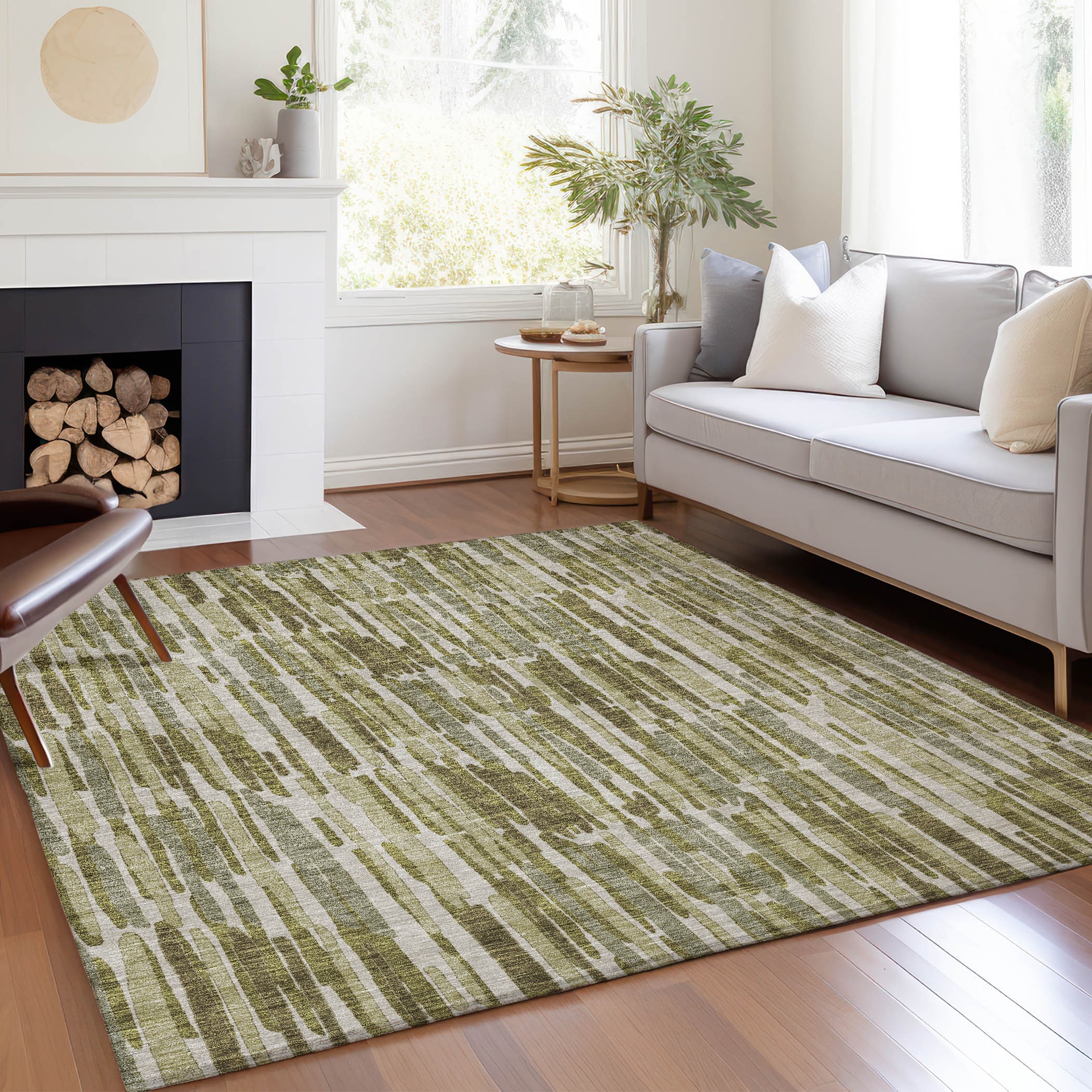 Addison Rugs ACN739OL9X12 Chantille ACN739OL 9 x 12 (ft) Polyester Olive Rectangular Indoor/Outdoor Geometric Machine washable Area rug