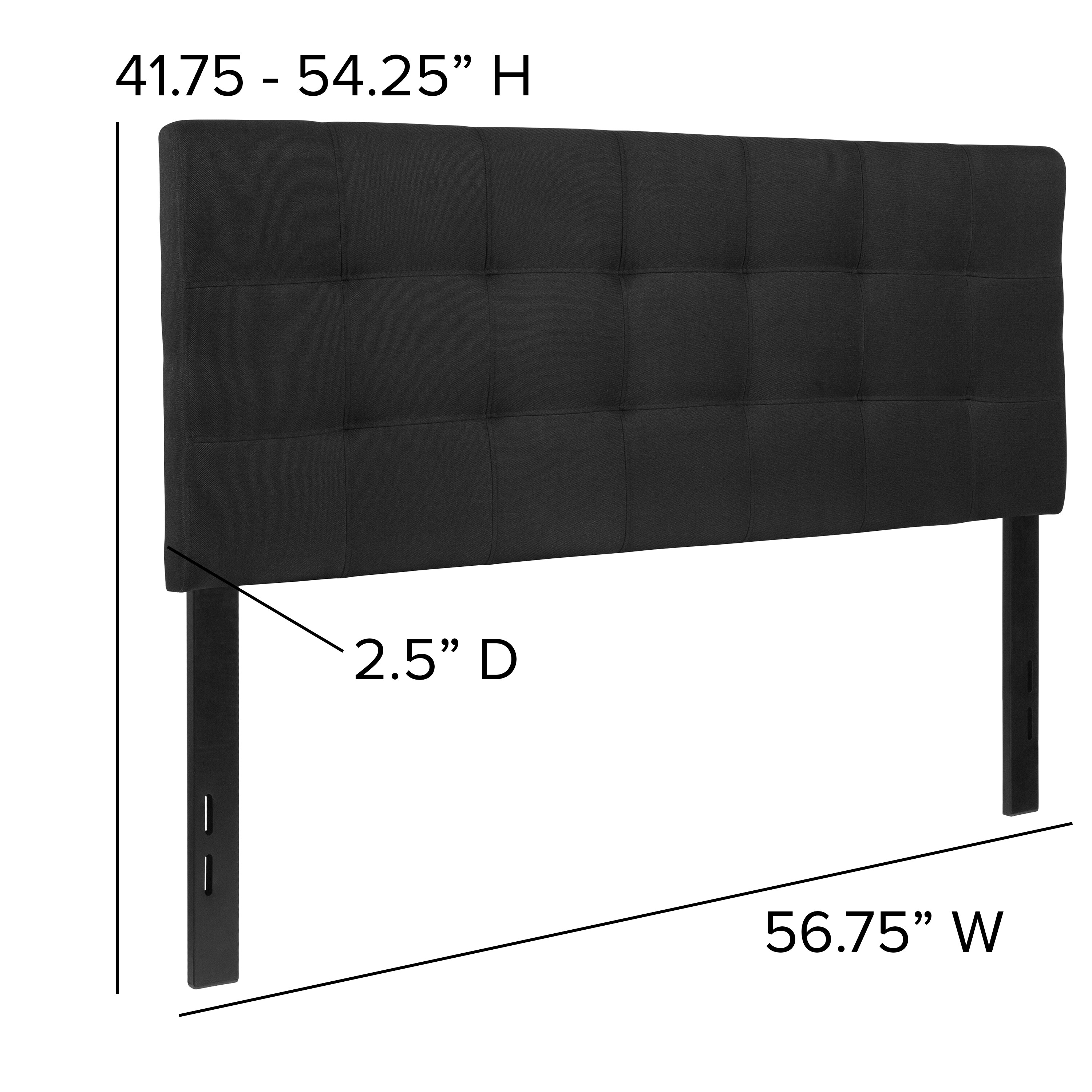 Flash Furniture Bedford Black Full Polyester Upholstered Headboard in ...