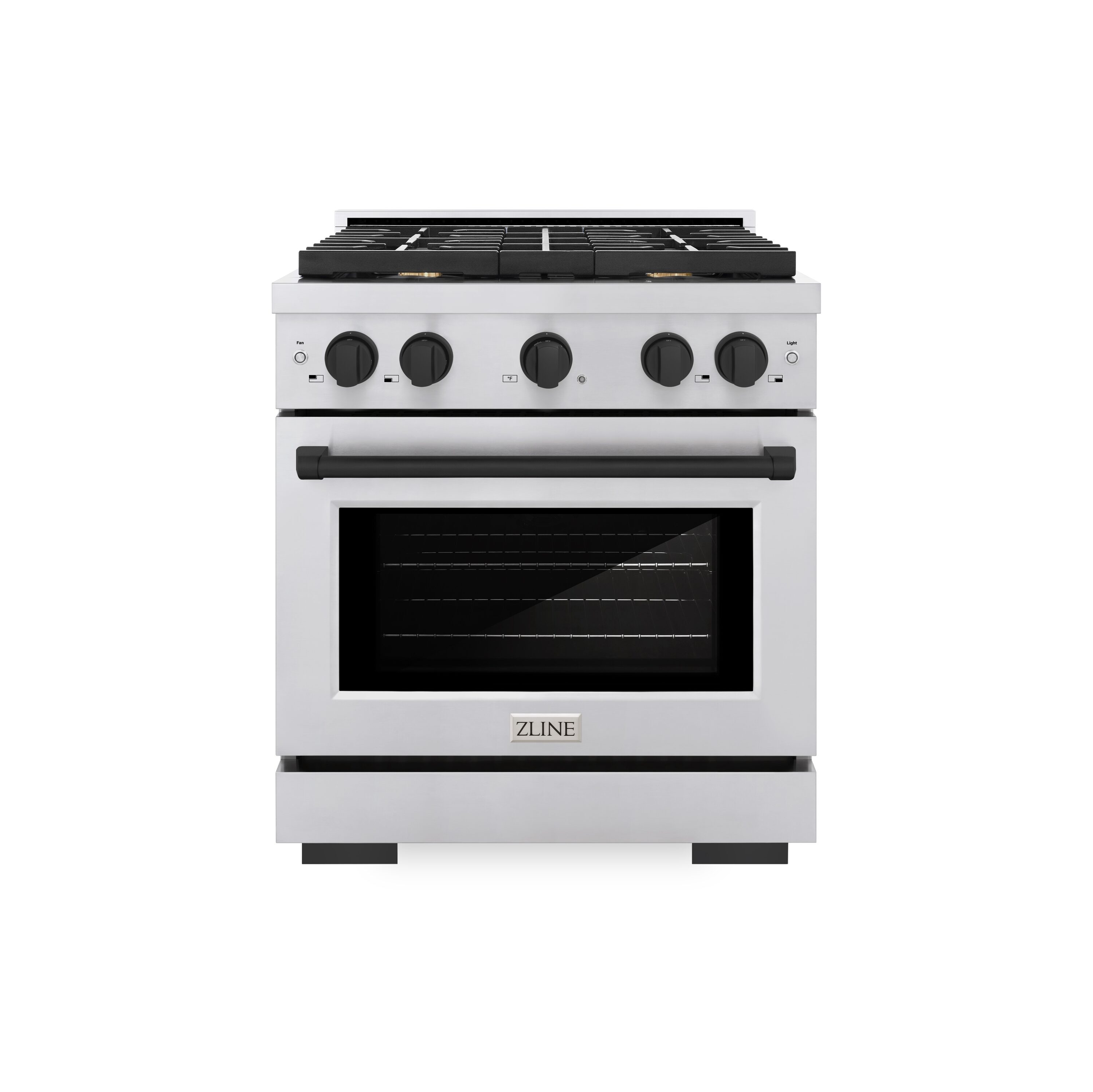 ZLINE KITCHEN & BATH SDRZ-30-MB Paramount 30-in Standard 4 burners Convection Oven Freestanding Dual Fuel Range ( Stainless Steel with Matte Black Accents )