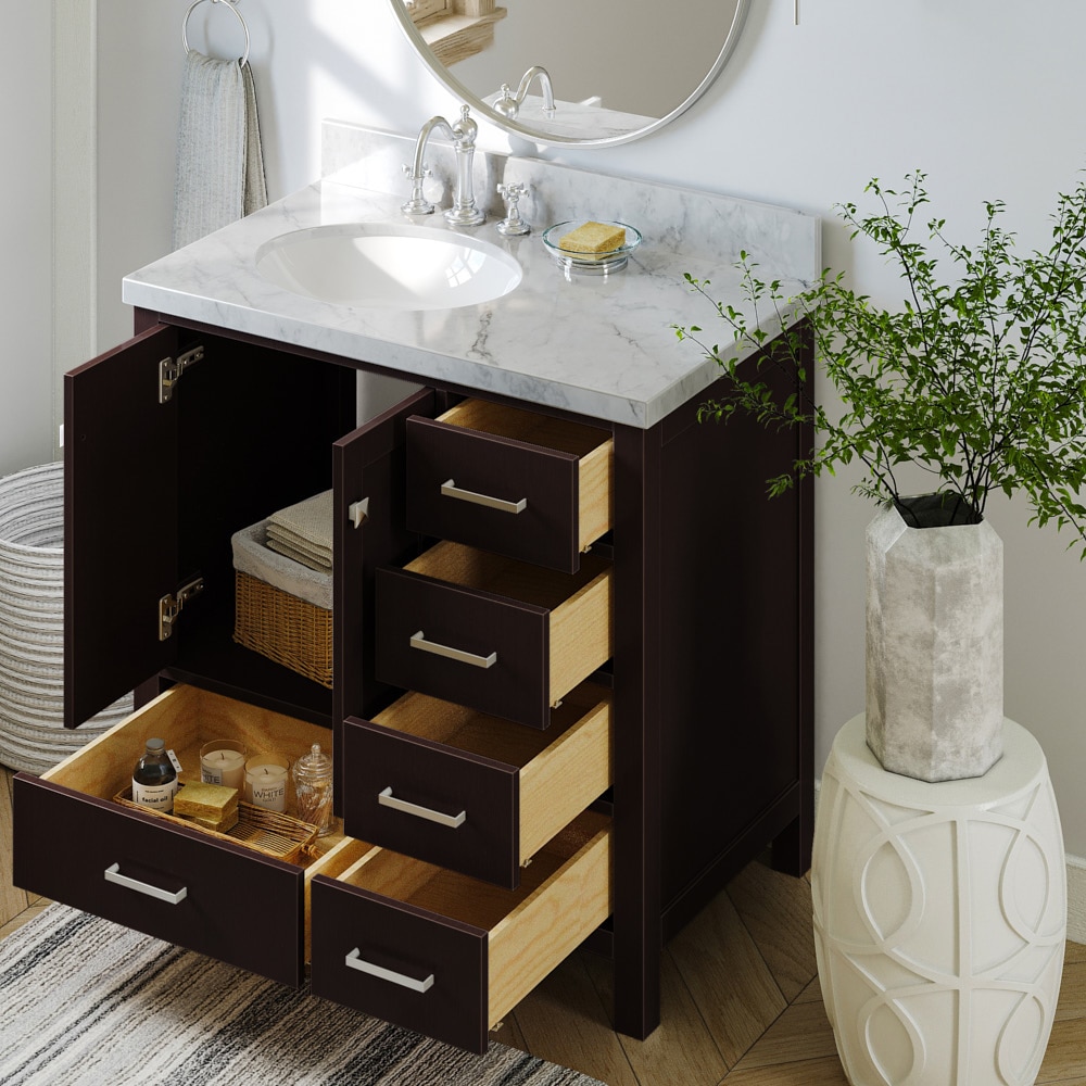 ARIEL Cambridge 36-in Espresso Bathroom Vanity Base Cabinet without Top ...