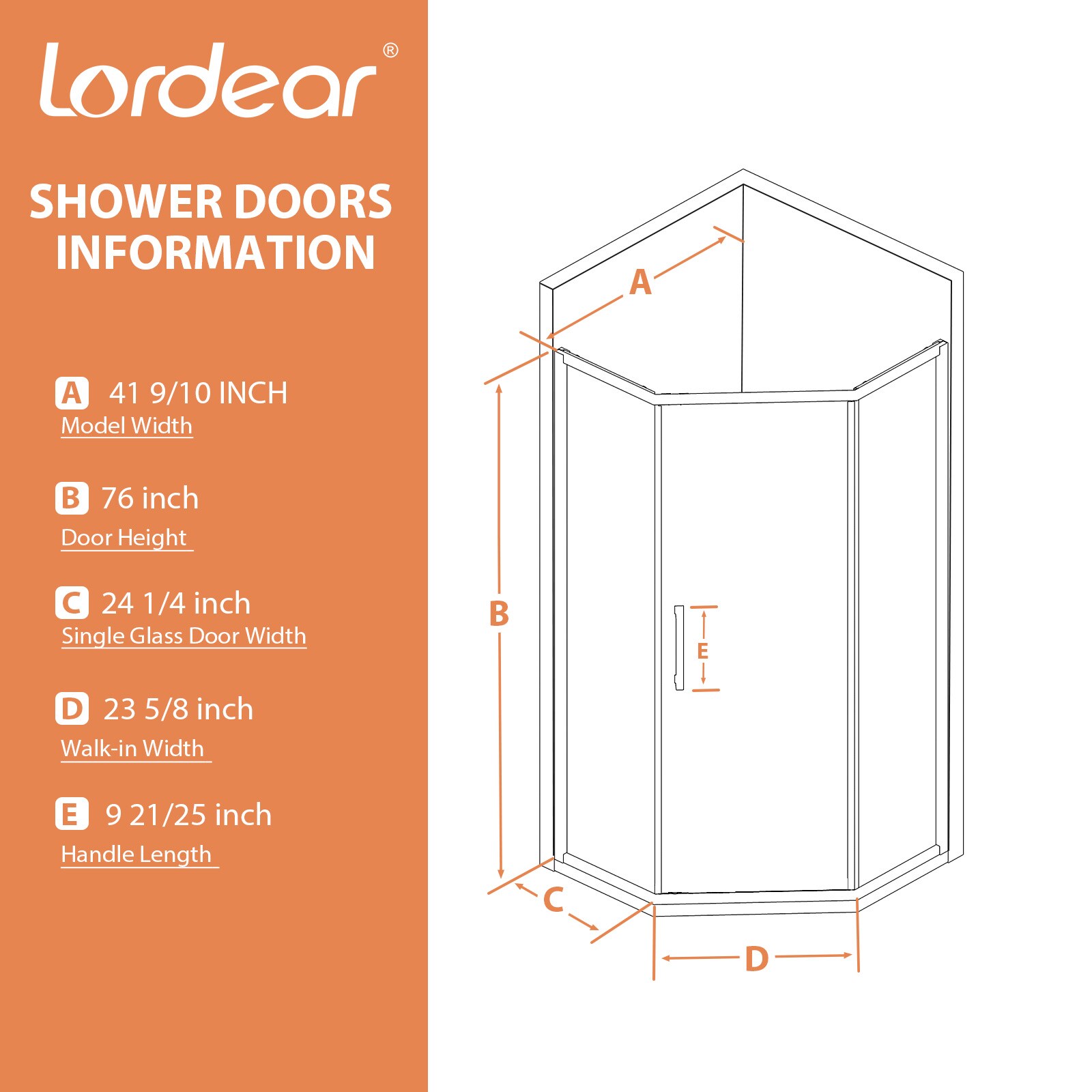 Lordear HBRS-LD-6B10-38MB Shower-Doors - View #3