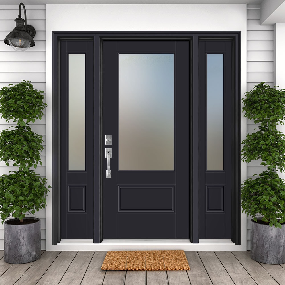 Masonite Performance Door System 64-in x 80-in Fiberglass 3/4 Lite ...