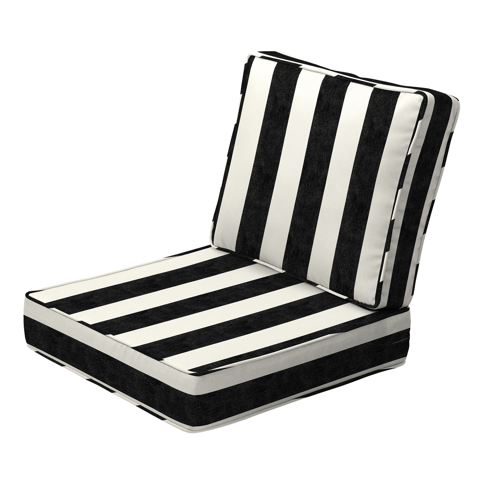 ARDEN AN02F60B-DKZ1 24-in x 24-in Onyx Black Cabana Stripe Deep seat patio chair cushion