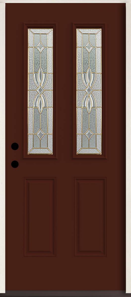 RELIABILT LO964259 Laurel 36-in x 80-in x 4-5/8-in Fiberglass Half lite Right-hand inswing Currant Paint Painted Prehung Front Door Insulating core
