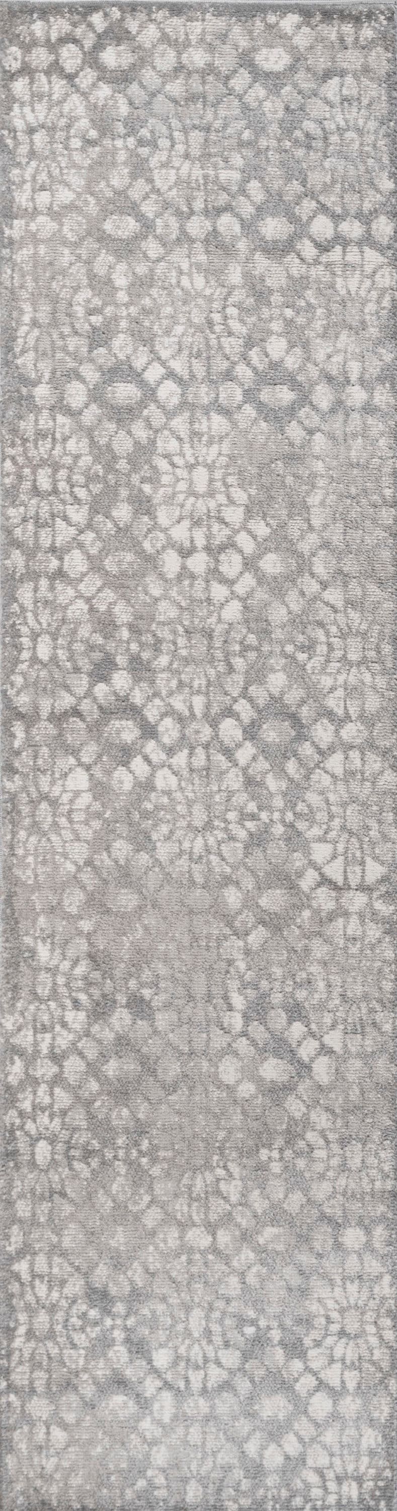 Gray Geometric Synthetic Runner Rug, 2' x 8'