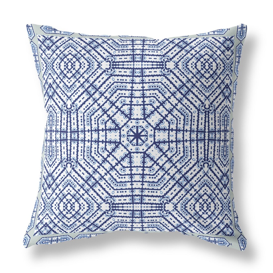 HomeRoots 4000414994 16” Navy White Geostar Indoor Outdoor Throw Pillow
