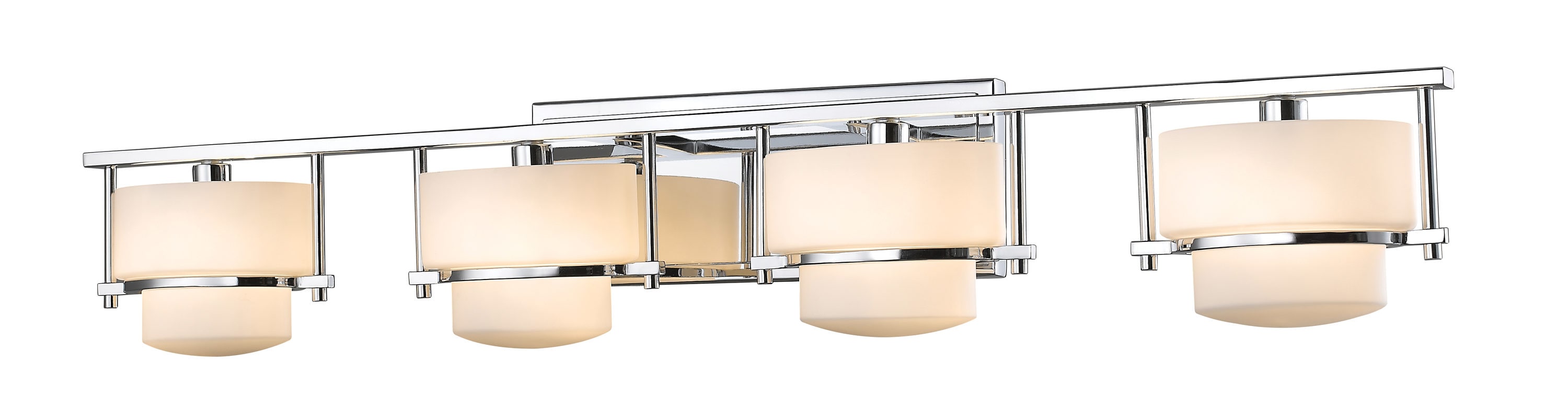 Z-Lite 3030-4V-CH-LED Porter 34-in 4-Light Chrome LED Mid-century Vanity Light