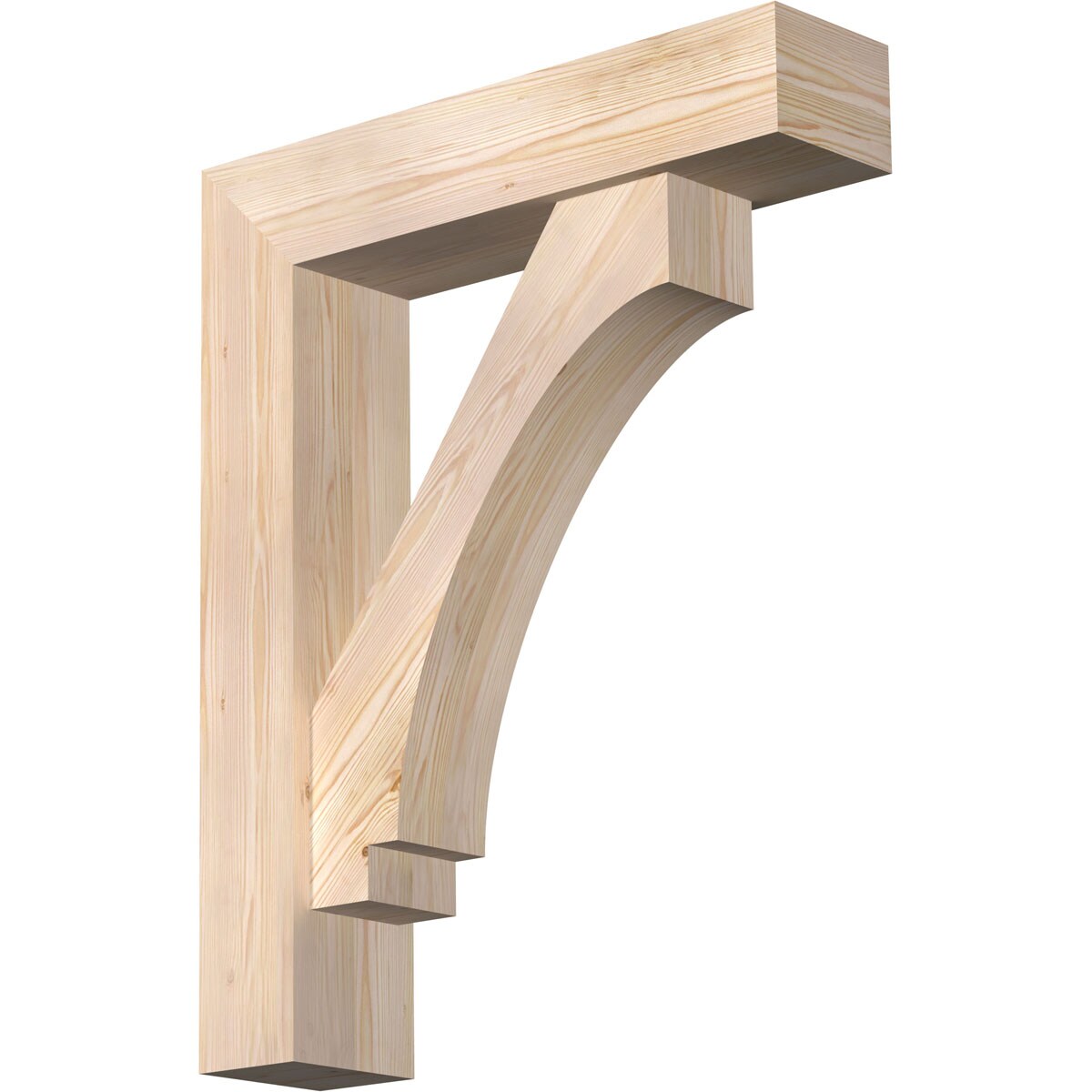 Ekena Millwork 1462991 Imperial Block Smooth Bracket with Offset Brace Douglas Fir Wood Standard Bracket