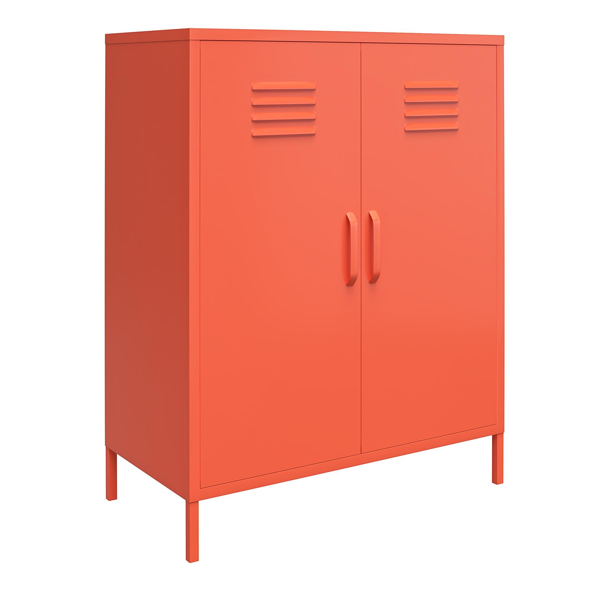 Novogratz Orange Metal Locker Style Storage Cabinet with Adjustable Shelves