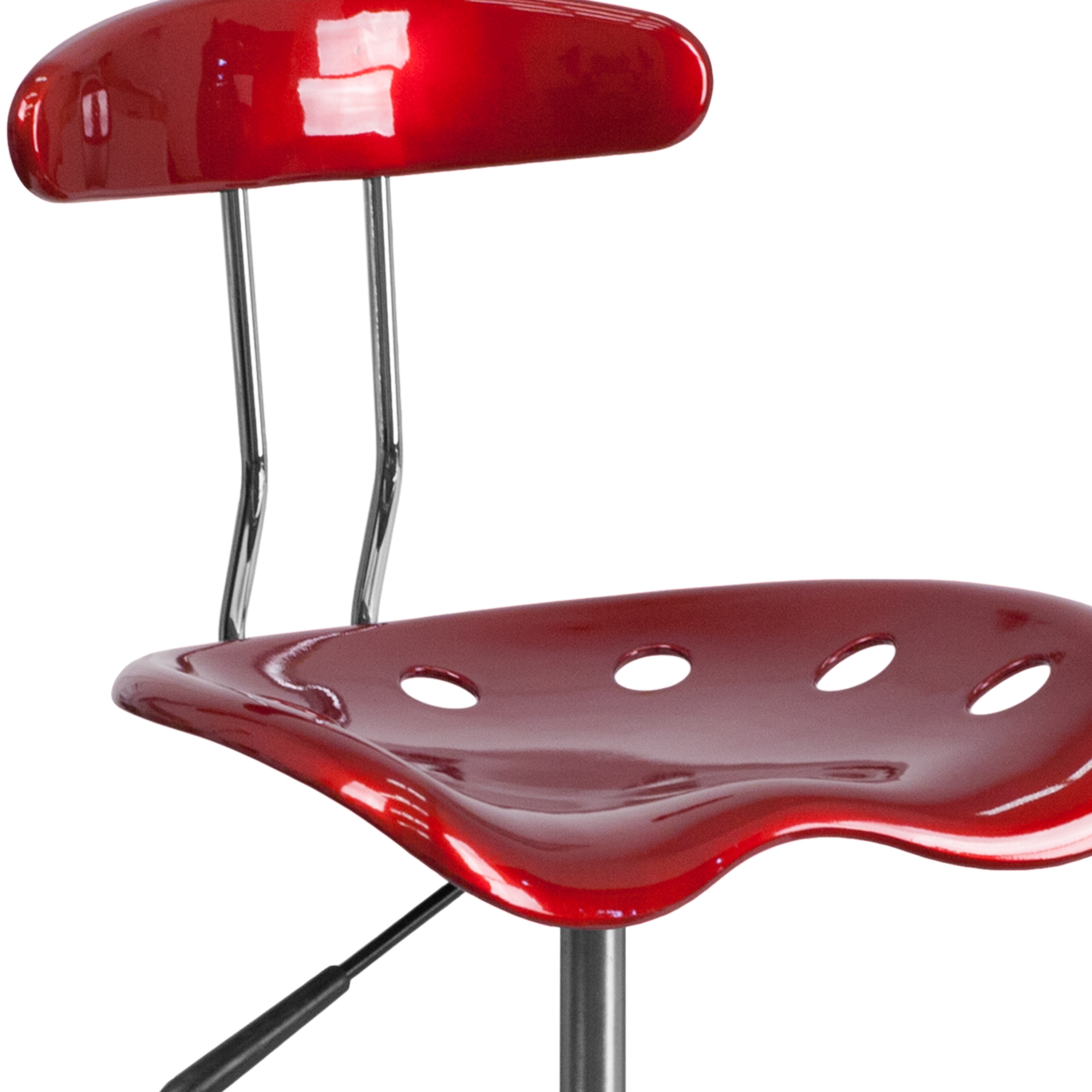 Wine Red Adjustable Swivel Metal Bar Stool