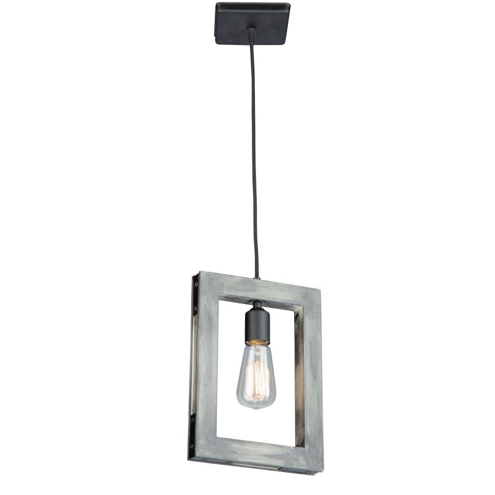 ARTCRAFT AC11651BK Gatehouse Beach Wood and Black Transitional Square LED Mini Hanging Kitchen Island Light