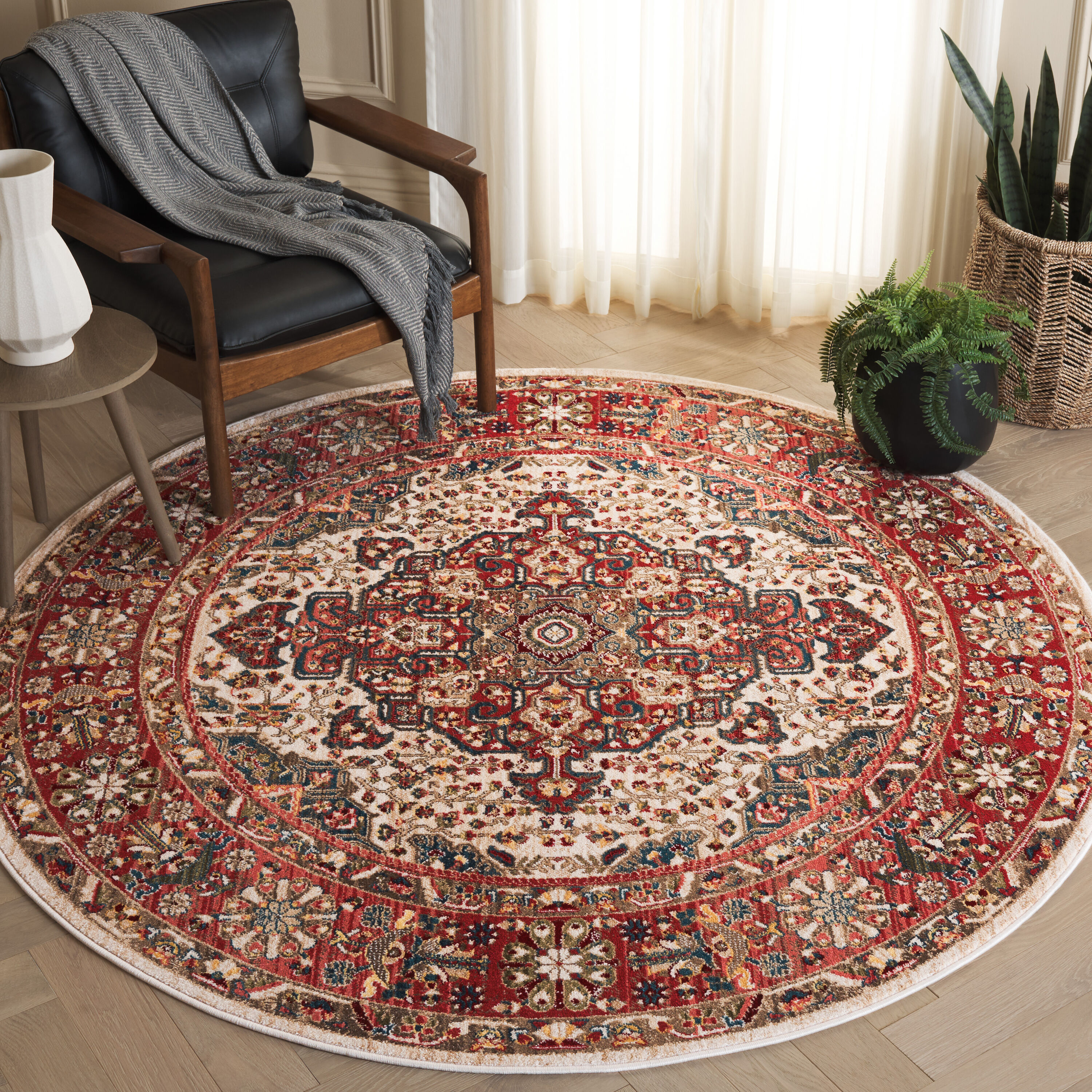 Safavieh - Kashan 305B Ivory Blue 7 x 7 Area rug