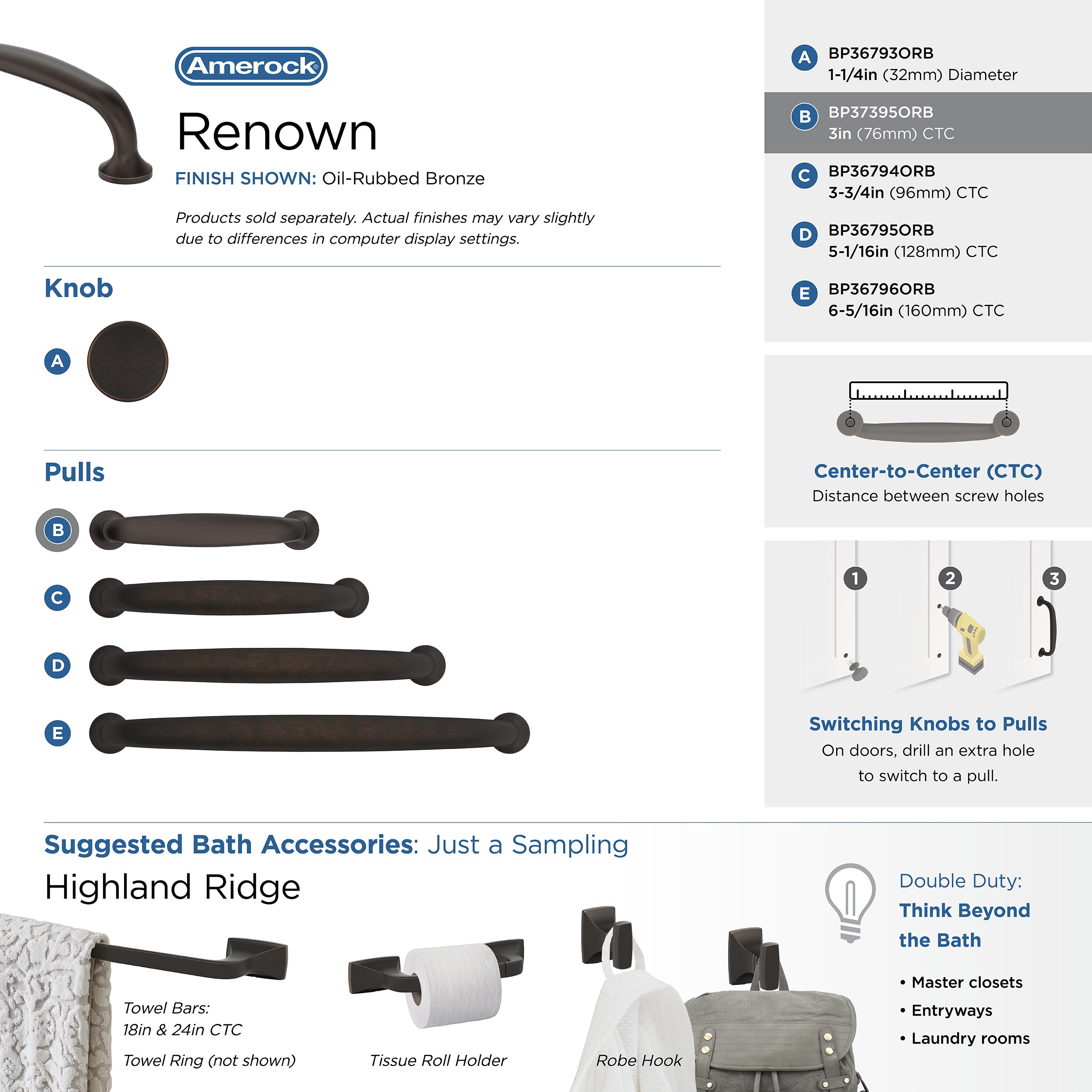 Oil-Rubbed Bronze 3-Inch Modern Cabinet Pull with Mounting Hardware