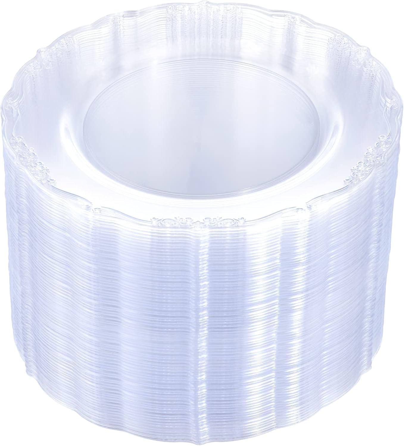 Wellife WELLFE 60 Pieces Clear Plastic Plates 10 Inch Clear Disposable Plates Washable Reusable Premium Hard Disposable Dinner Plates Party Supplies for Birthdays Celebrations Wedding and Events