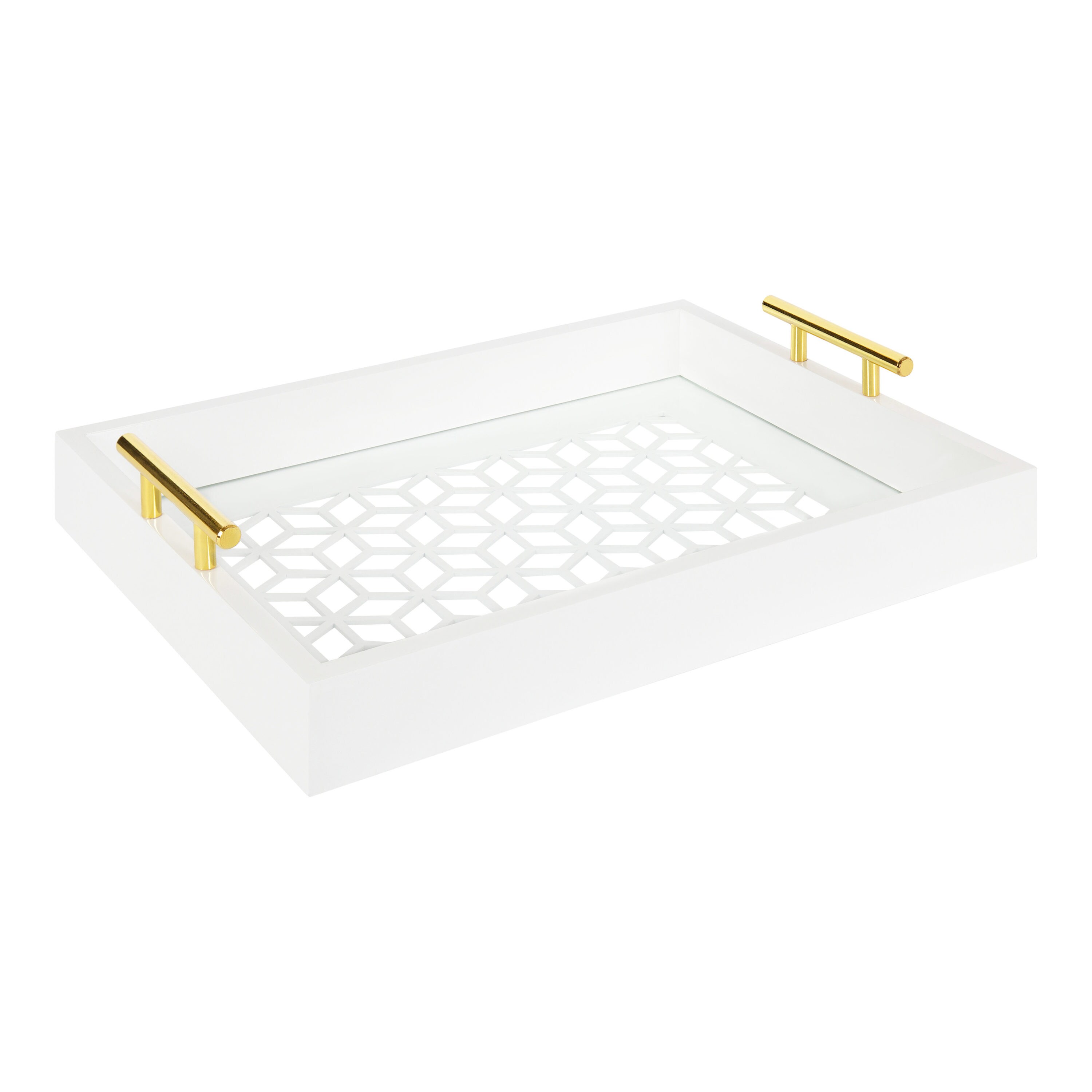 Kate and Laurel 217689 Caspen 12.00-in x 16.30-in White Rectangle Serving tray