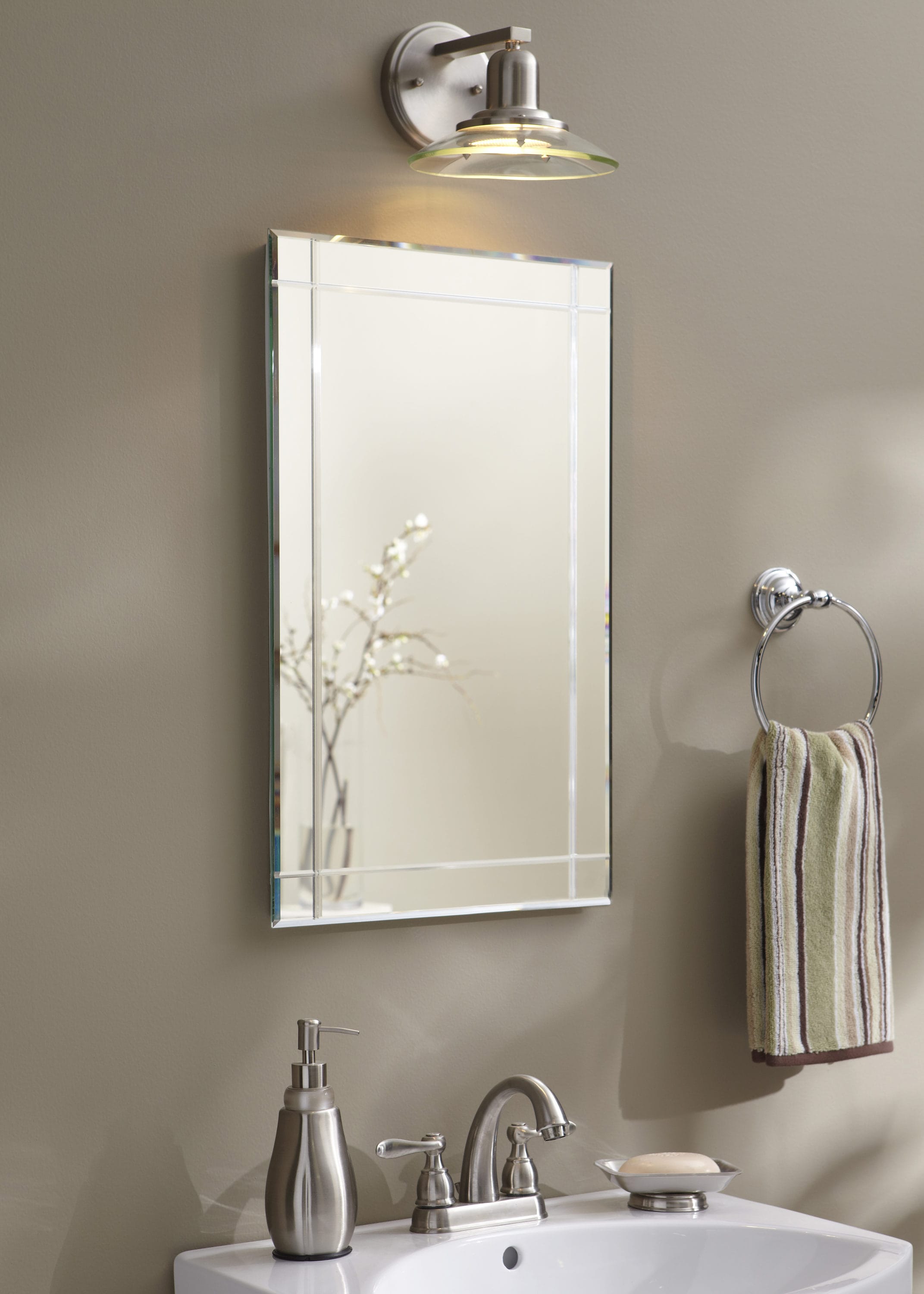 allen roth 16 in x 26 in Recessed Mount White Mirrored Medicine