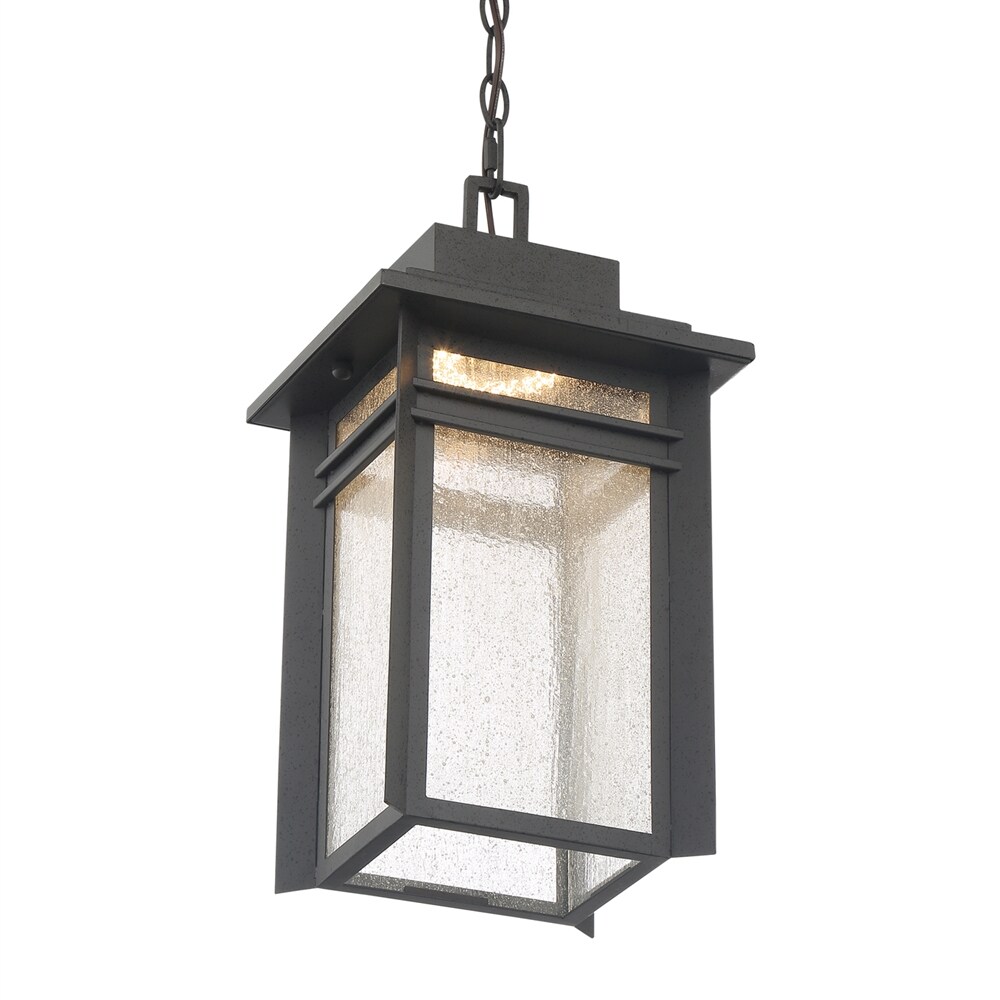 Quoizel Beacon Stone Black Transitional Seeded Glass Lantern Led Outdoor Hanging Pendant Light