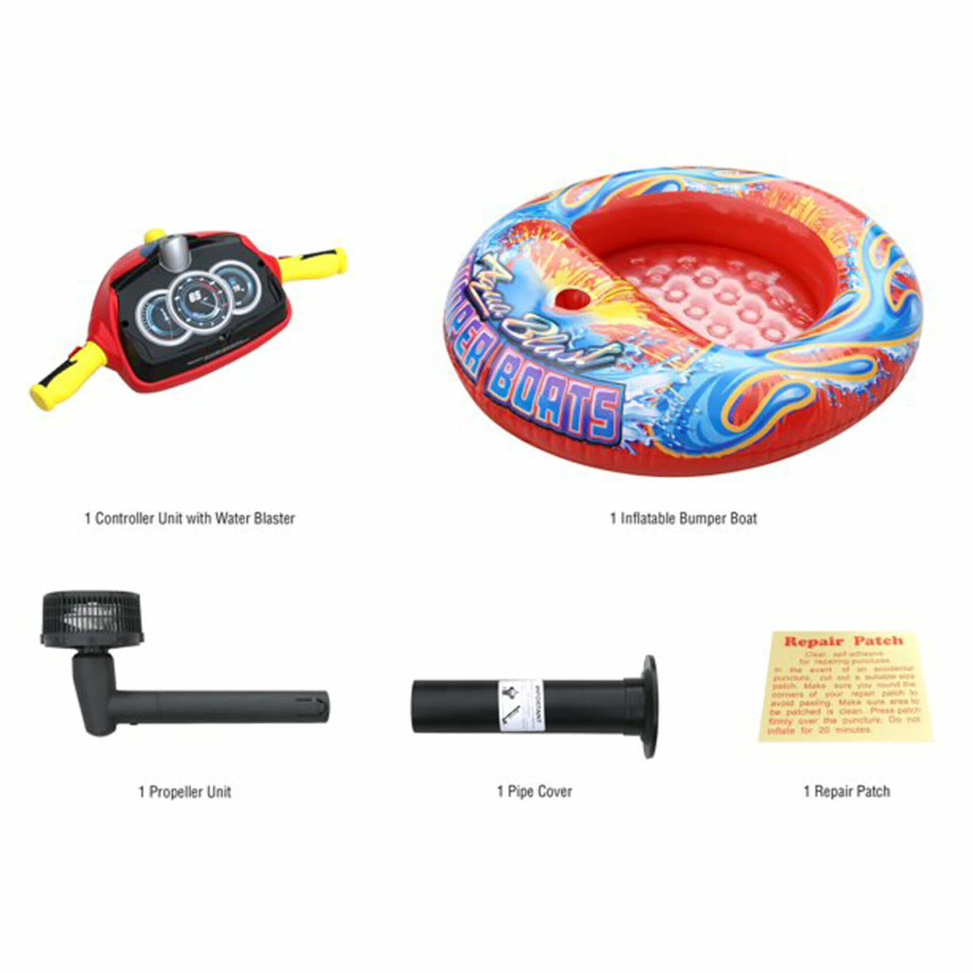 Banzai Aqua Blast Motorized Bumper Boat Inflatable Pool Float - Red, 2 ...