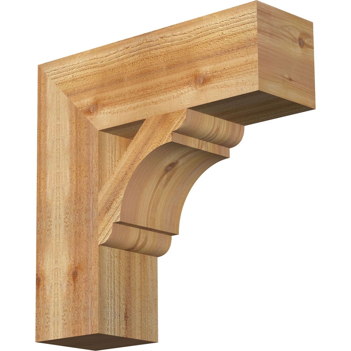 Ekena Millwork BKT06X20X20OLY05RWR Olympic block rough sawn 6-in x 20-in x 20-in Western red cedar Brown Wood Standard bracket