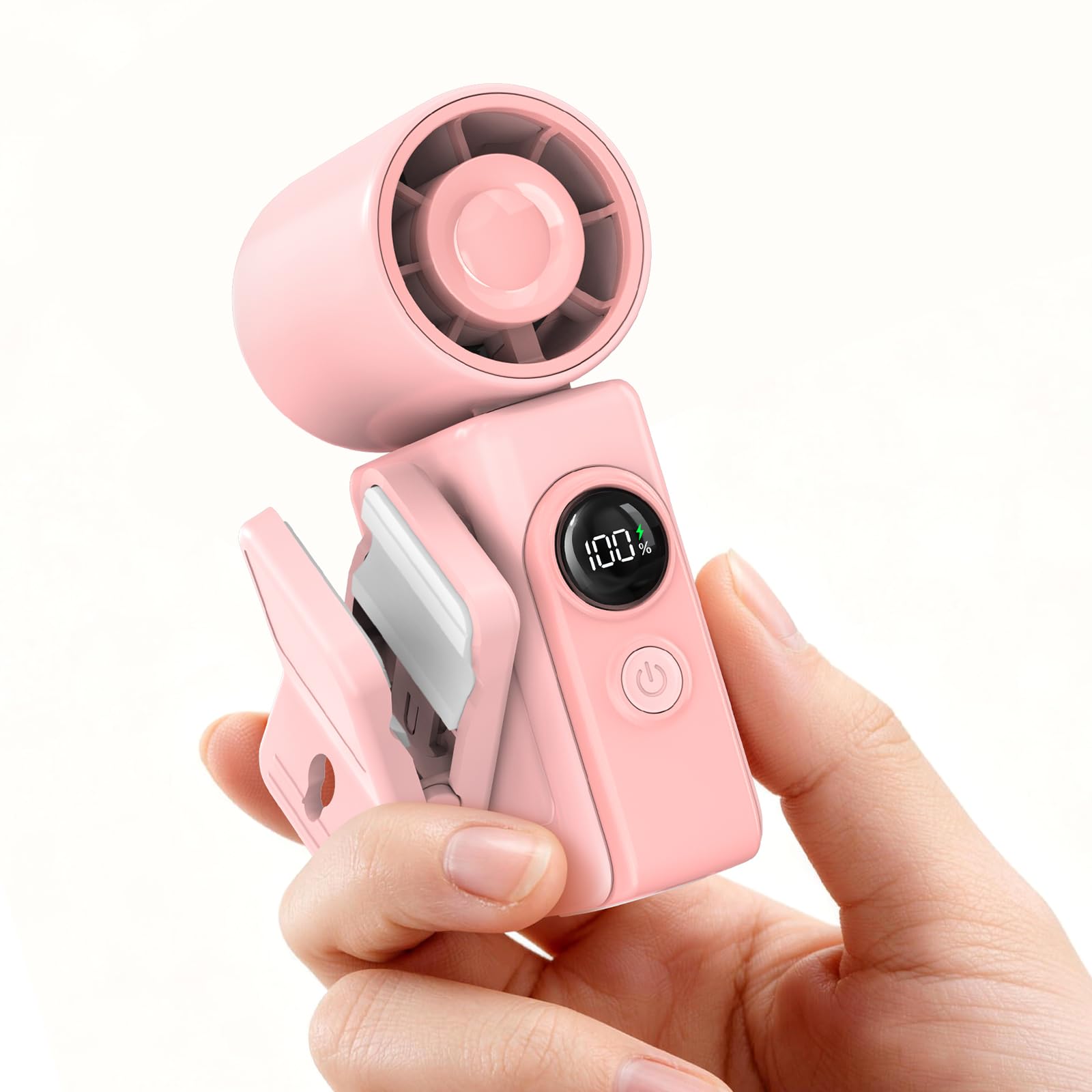AKSCYZM  Portable Clip On Mini Fan Pocket Size Personal Fan with 4 Speed LED Display Turbo Motor for Travel Beach Concert Desk Chair Stroller