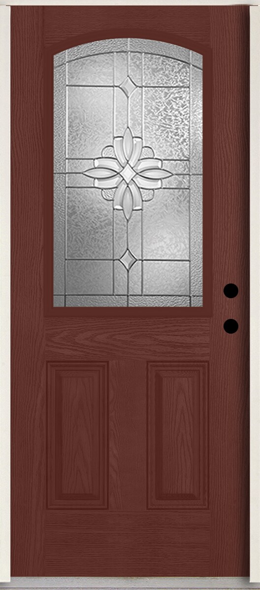 RELIABILT LO964332 Laurel 36-in x 80-in x 4-5/8-in Fiberglass Half lite Left-hand inswing Wineberry Stain Stained Prehung Front Door Insulating core