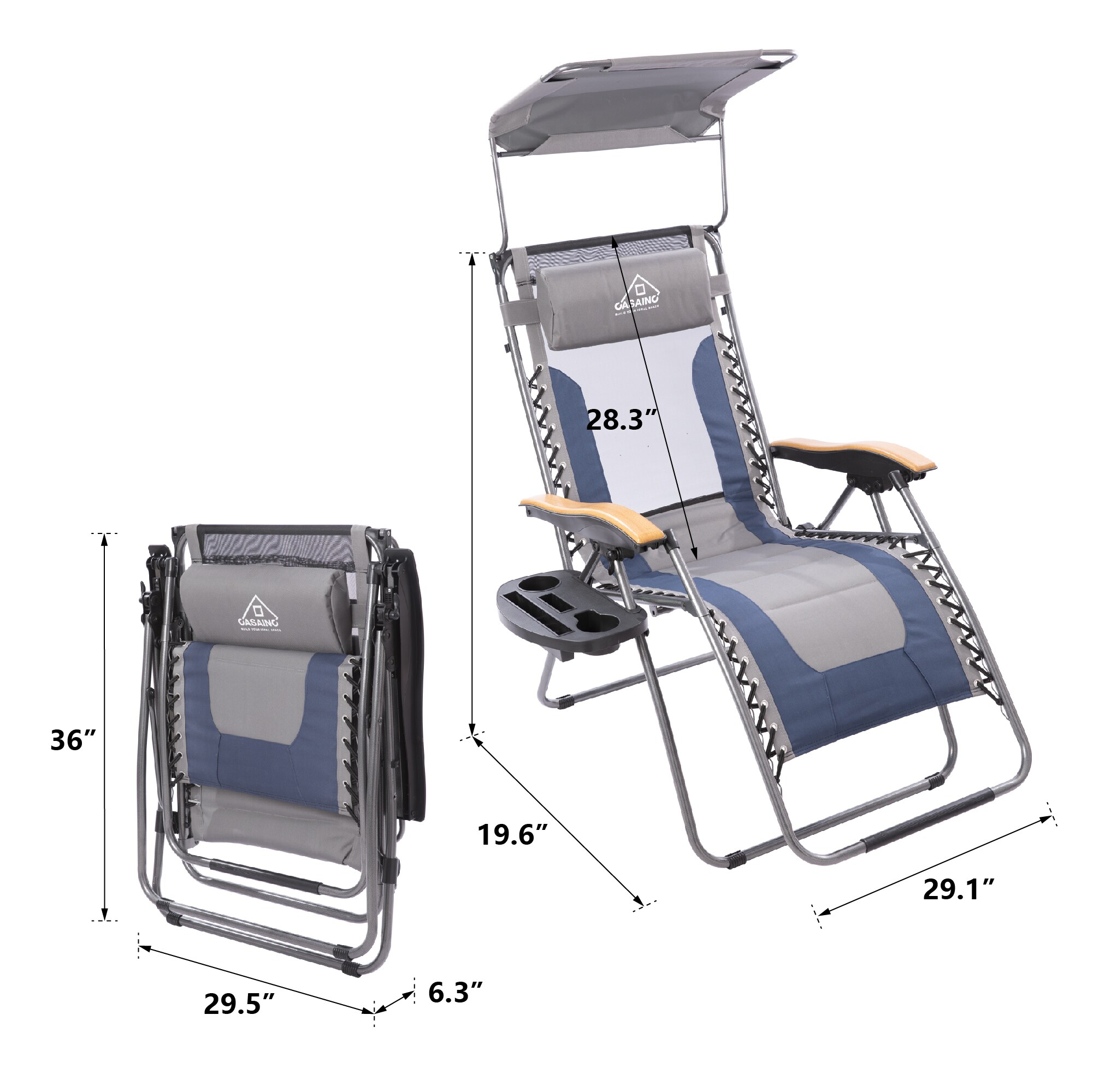 Best Choice Products Oversized Zero Gravity Chair, Folding Recliner w/ Removable Cushion, Side Tray - Woodland Brown