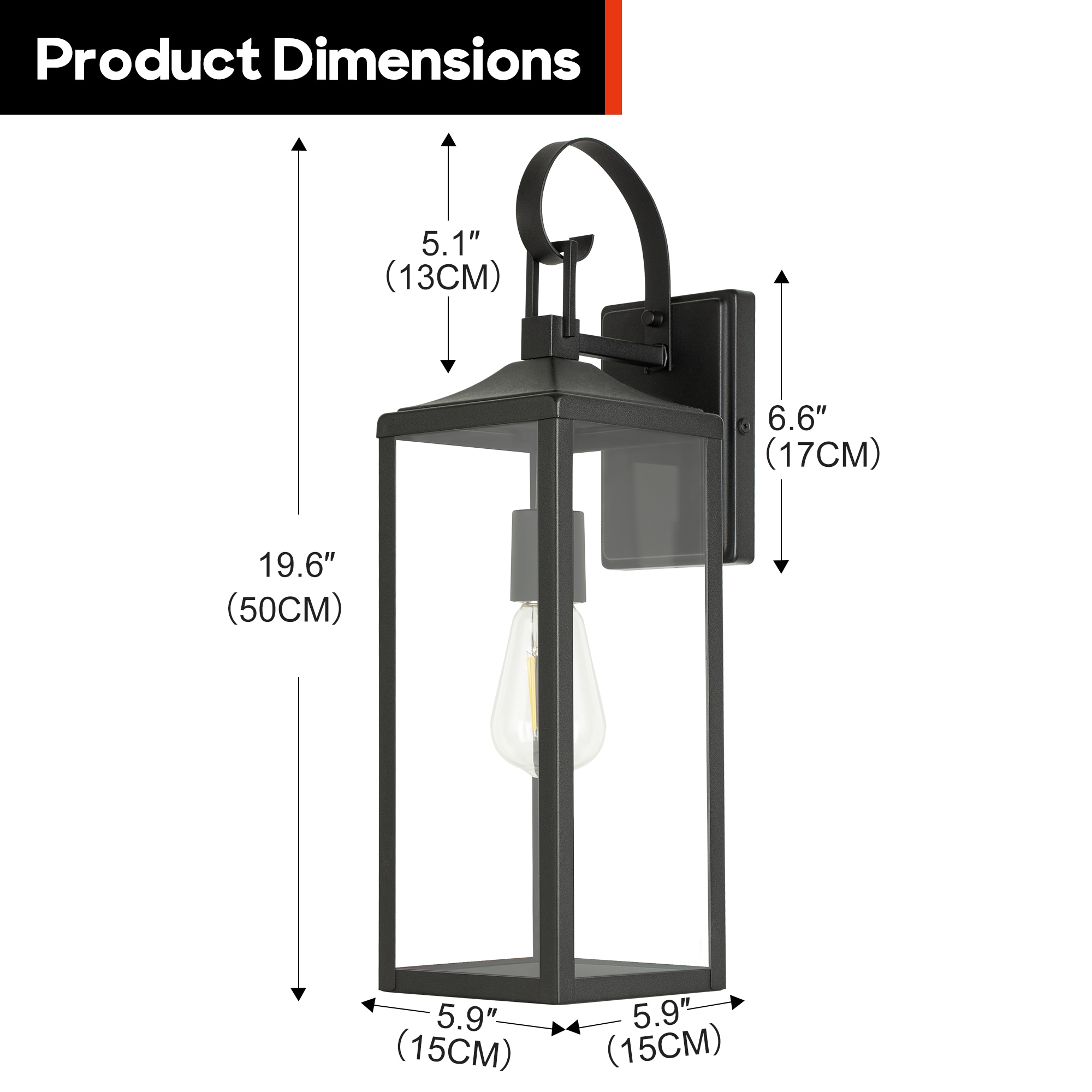 Hukoro 2FL14252-BK Outdoor-Wall-Lighting - View #2