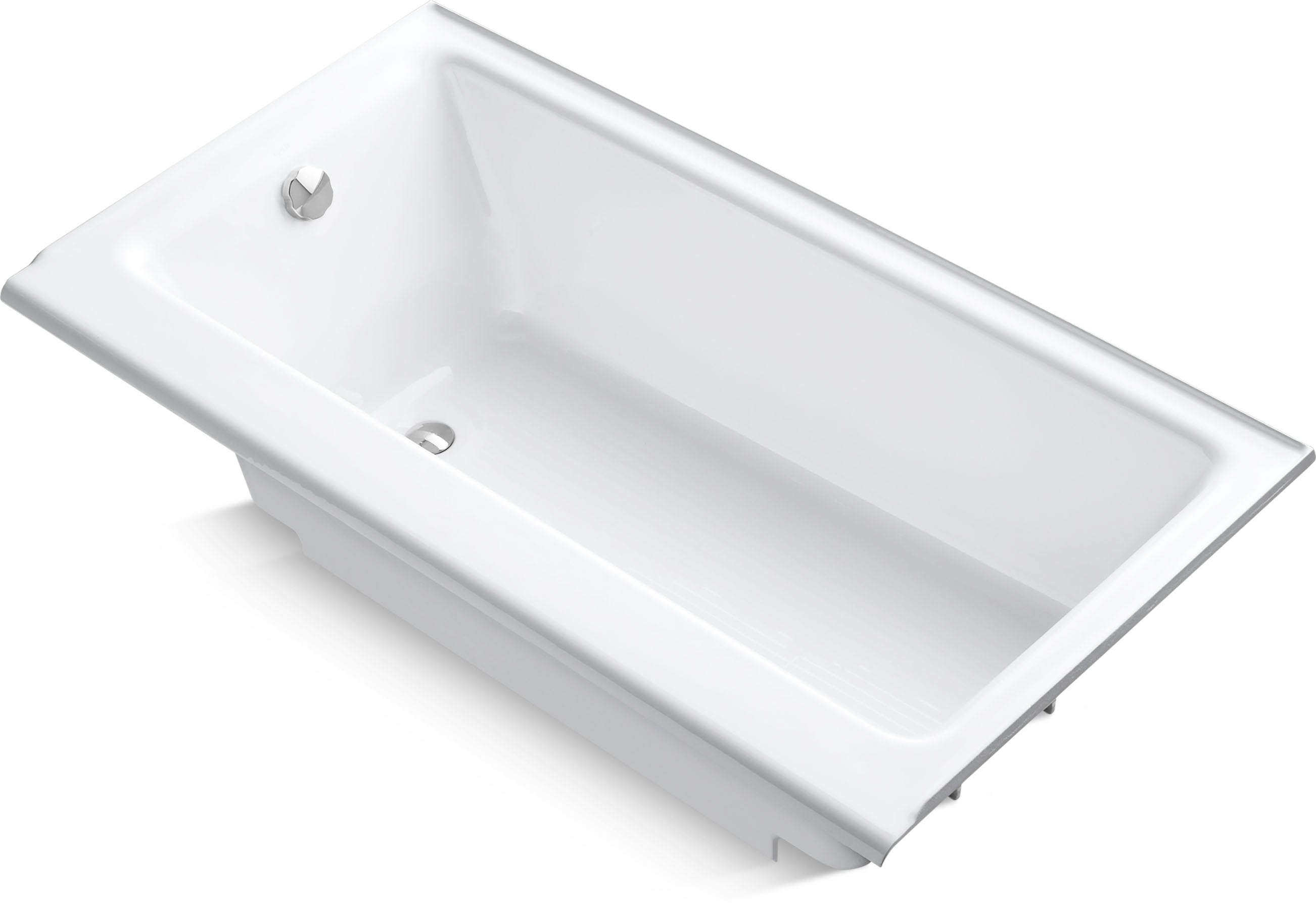 KOHLER 877-S-0 Highbridge 32.0-in x 60.0-in White Cast iron Rectangular Alcove Soaking bathtub ( Left Drain )