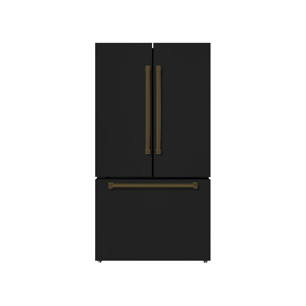Hallman HBRFSFD36BZGB 20.3-cu ft Counter-Depth Bottom-Freezer Refrigerator with Ice Maker ( Black Stainless Steel ) ENERGY STAR Certified