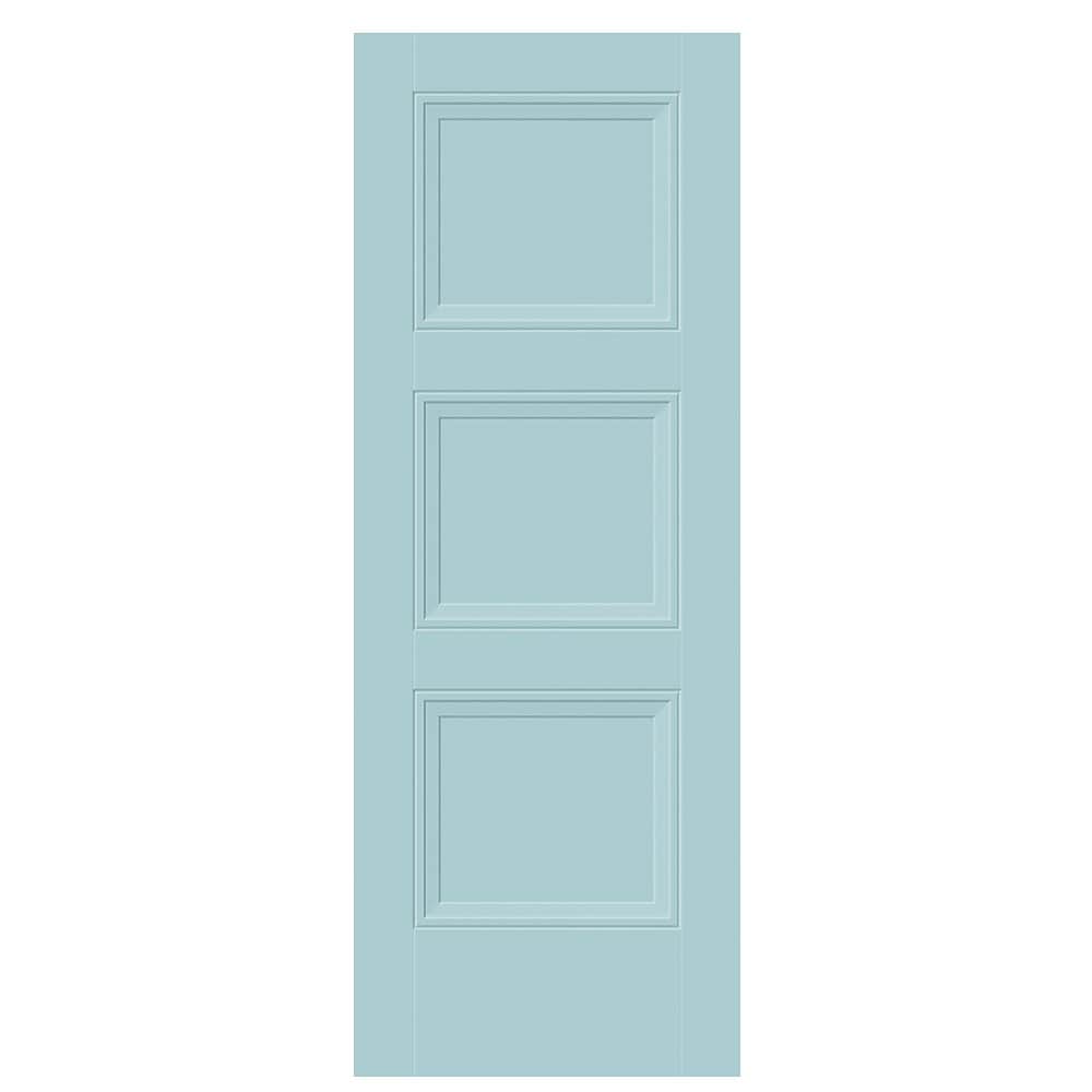 Masonite 1573254 Livingston 30-in x 80-in SeaMist 3-panel square Smooth Solid core Prefinished Molded composite Slab Door