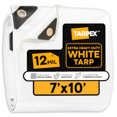 Tarpex 7-ft x 10-ft White Waterproof Commercial Polyethylene 12-mil Tarp