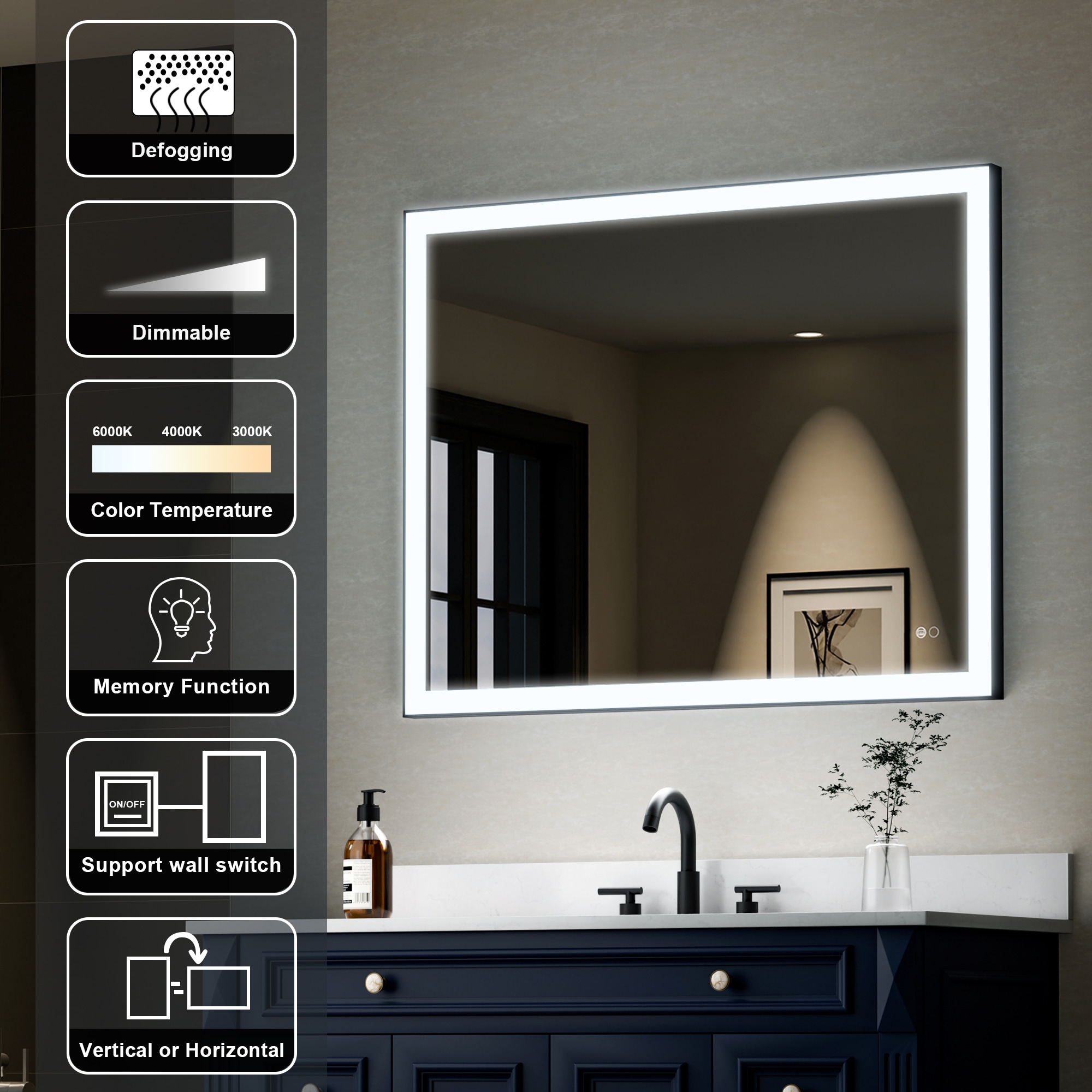 WELLFOR W5FM4032MB Framed-Bath-Mirrors - View #6
