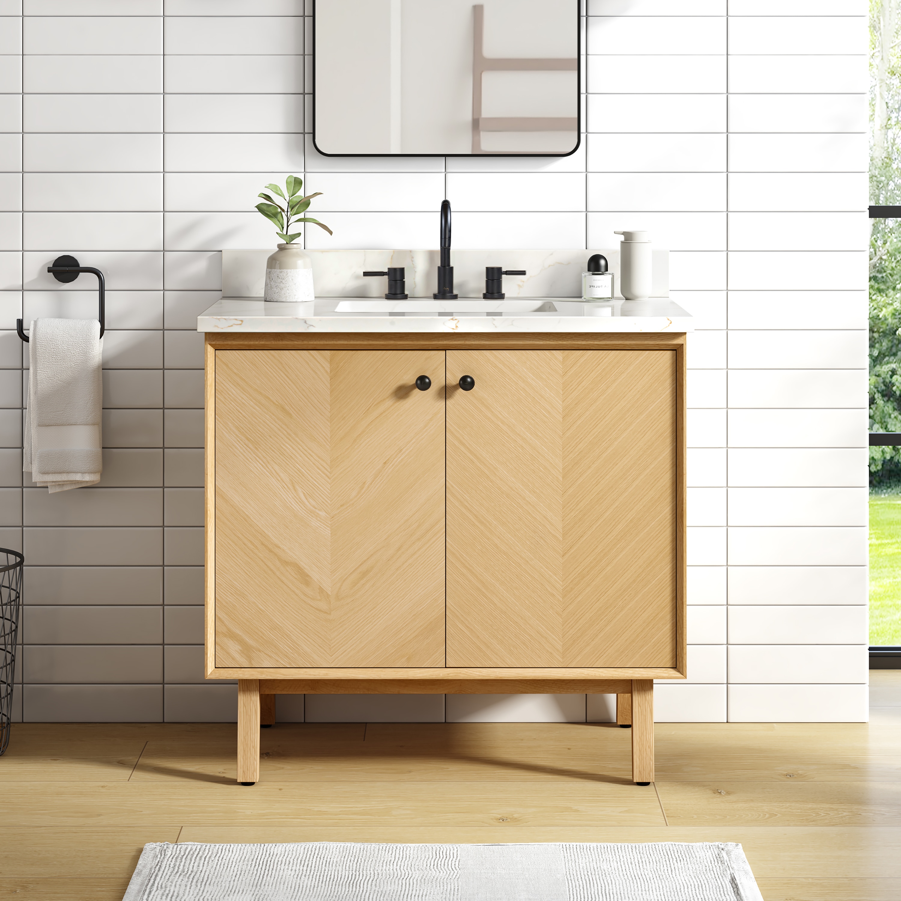 Avanity Adele 31-in Natural Oak Undermount Single Sink Bathroom Vanity ...