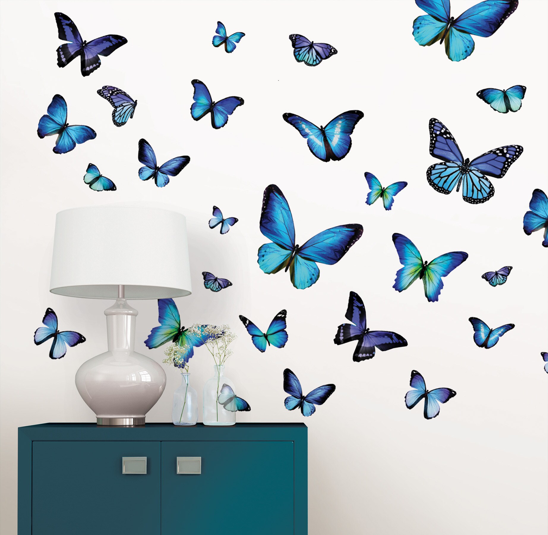 WallPops 39-in W x 34.5-in H Self-adhesive Blue Animals Wall Decal at ...