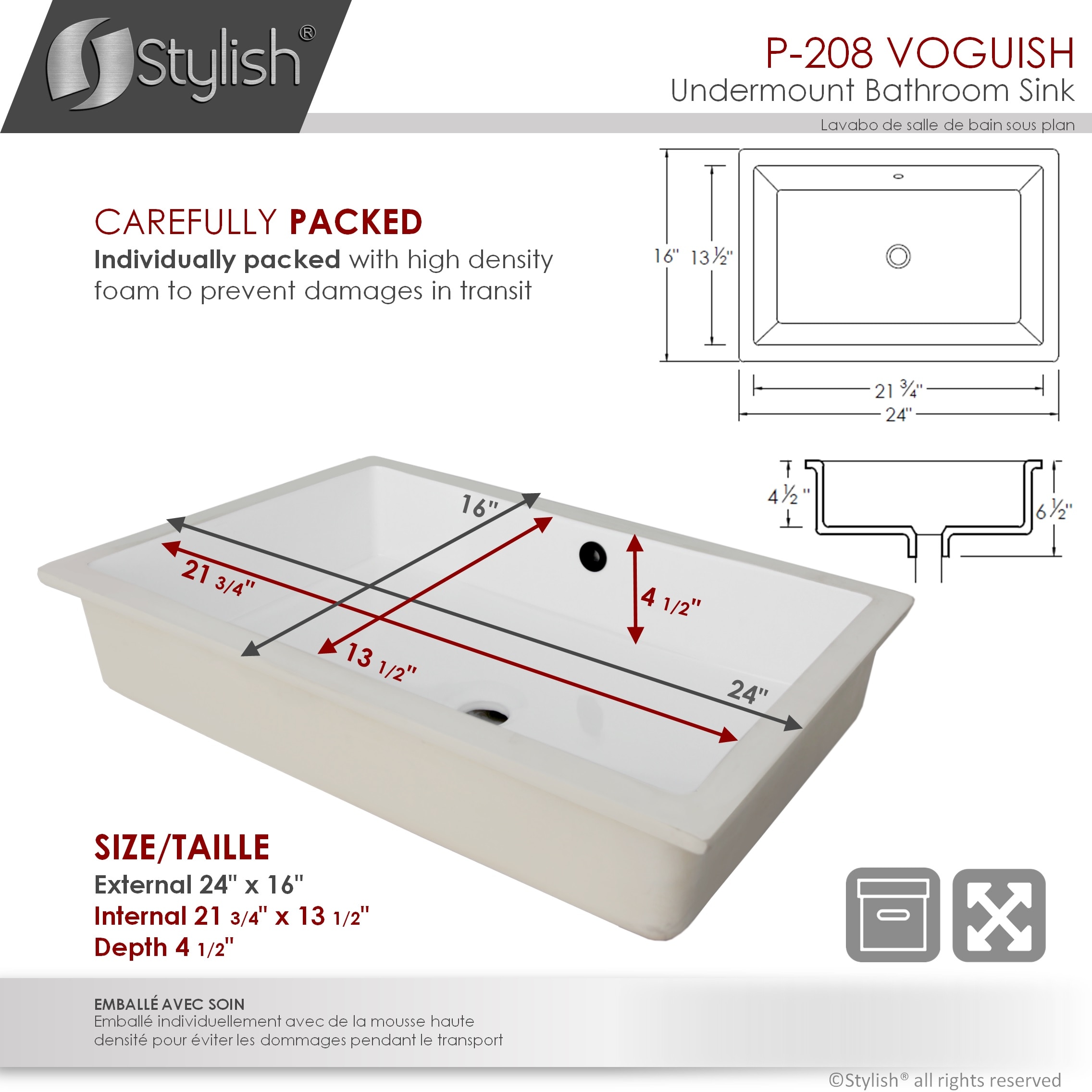 Stylish P-208 Bath-Sink - View #6