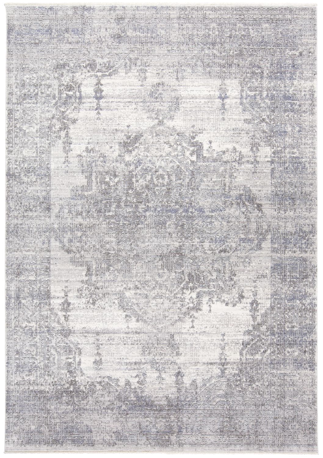 Cecily Gray and Ivory Rectangular Viscose Area Rug 7'10" x 10'